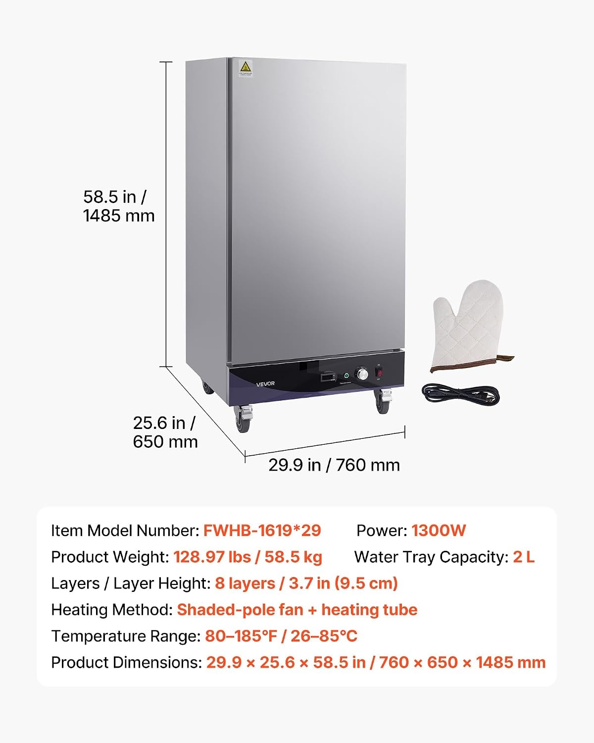 image:imageVEVOR Electric Hot Box Food Warmer 4Tier Commercial Warming Cabinet with Water Tray DoubleDoor and Adjustable Shelves Stainless Steel Food Warmer Cabinet for Restaurant Kitchen Pizza Chicken8 Tier