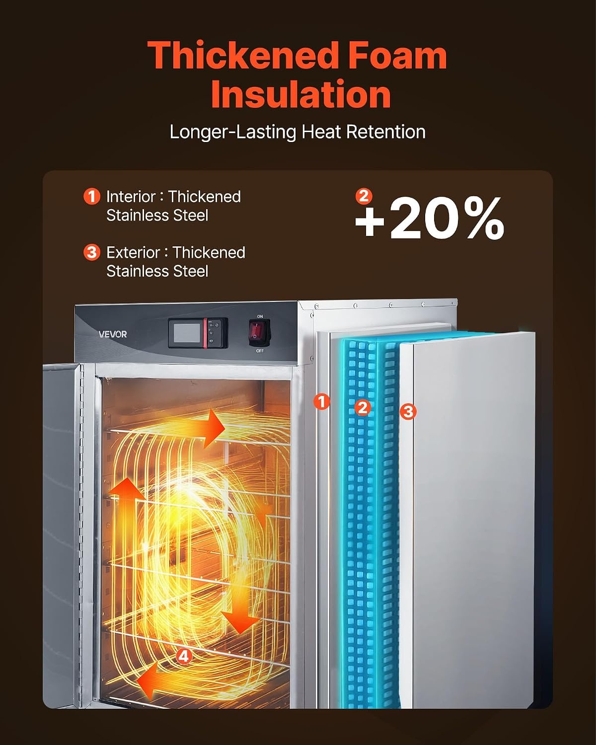 image:imageVEVOR Electric Hot Box Food Warmer 4Tier Commercial Warming Cabinet with Water Tray DoubleDoor and Adjustable Shelves Stainless Steel Food Warmer Cabinet for Restaurant Kitchen Pizza Chicken5 Tier