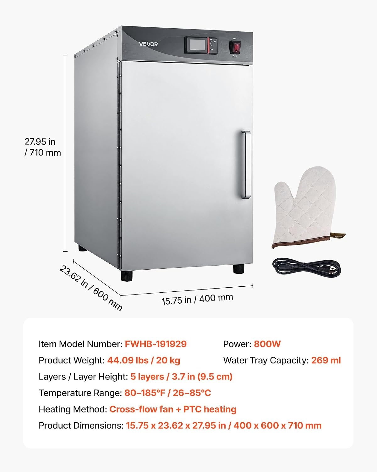 image:imageVEVOR Electric Hot Box Food Warmer 4Tier Commercial Warming Cabinet with Water Tray DoubleDoor and Adjustable Shelves Stainless Steel Food Warmer Cabinet for Restaurant Kitchen Pizza Chicken5 Tier