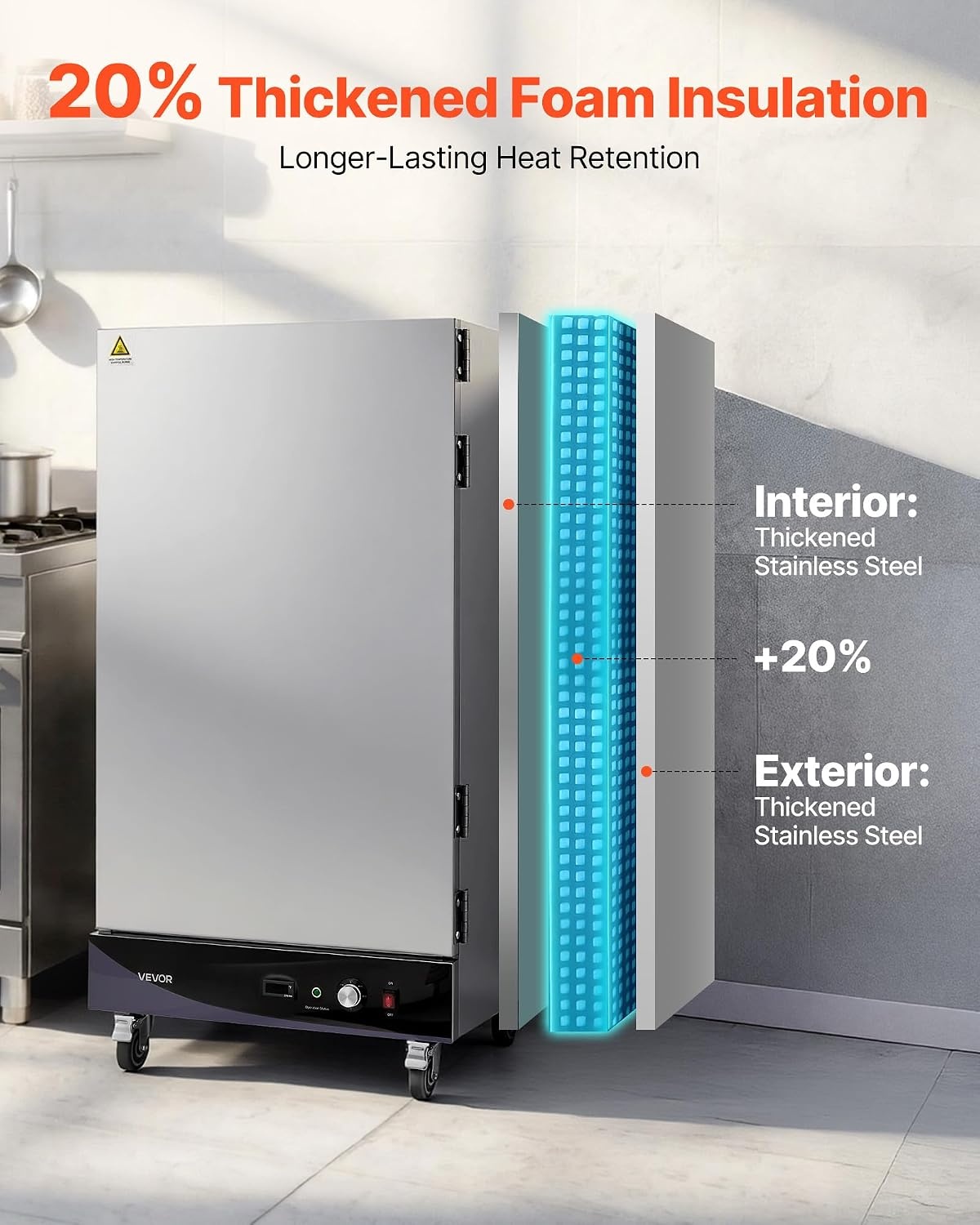 image:imageVEVOR Electric Hot Box Food Warmer 4Tier Commercial Warming Cabinet with Water Tray DoubleDoor and Adjustable Shelves Stainless Steel Food Warmer Cabinet for Restaurant Kitchen Pizza Chicken8 Tier