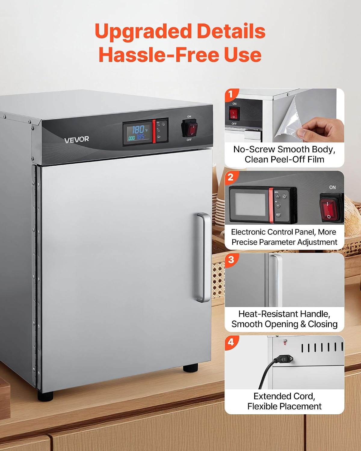 image:imageVEVOR Electric Hot Box Food Warmer 4Tier Commercial Warming Cabinet with Water Tray DoubleDoor and Adjustable Shelves Stainless Steel Food Warmer Cabinet for Restaurant Kitchen Pizza Chicken4 Tier