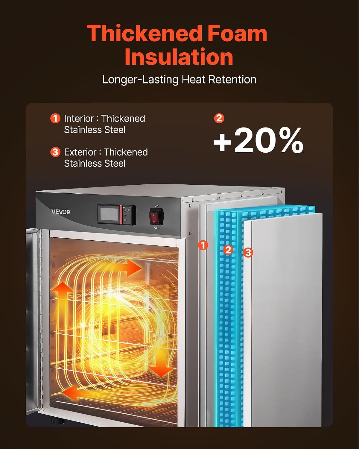 image:imageVEVOR Electric Hot Box Food Warmer 4Tier Commercial Warming Cabinet with Water Tray DoubleDoor and Adjustable Shelves Stainless Steel Food Warmer Cabinet for Restaurant Kitchen Pizza Chicken4 Tier