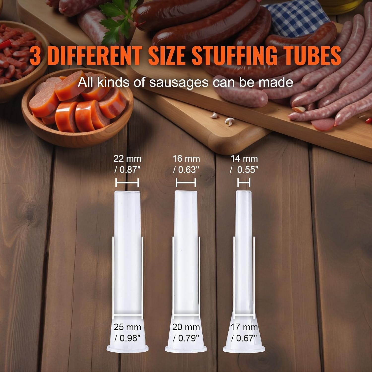 image:imageVEVOR Electric Sausage Stuffer 55 LBS 25 L Vertical Meat Stuffer Stepless Speed Control and Foot Pedal Stainless Steel Heavy Duty Sausage Filler with 5 Stuffing Tubes for Commercial amp Home Use2 L 5 LBS