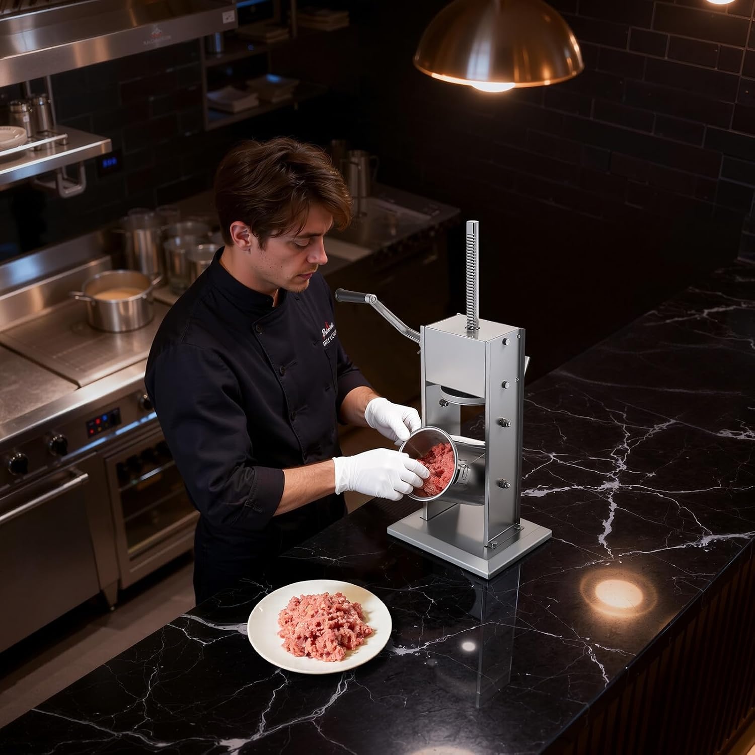 image:imageVEVOR Electric Sausage Stuffer 55 LBS 25 L Vertical Meat Stuffer Stepless Speed Control and Foot Pedal Stainless Steel Heavy Duty Sausage Filler with 5 Stuffing Tubes for Commercial amp Home Use7LBS3LNew