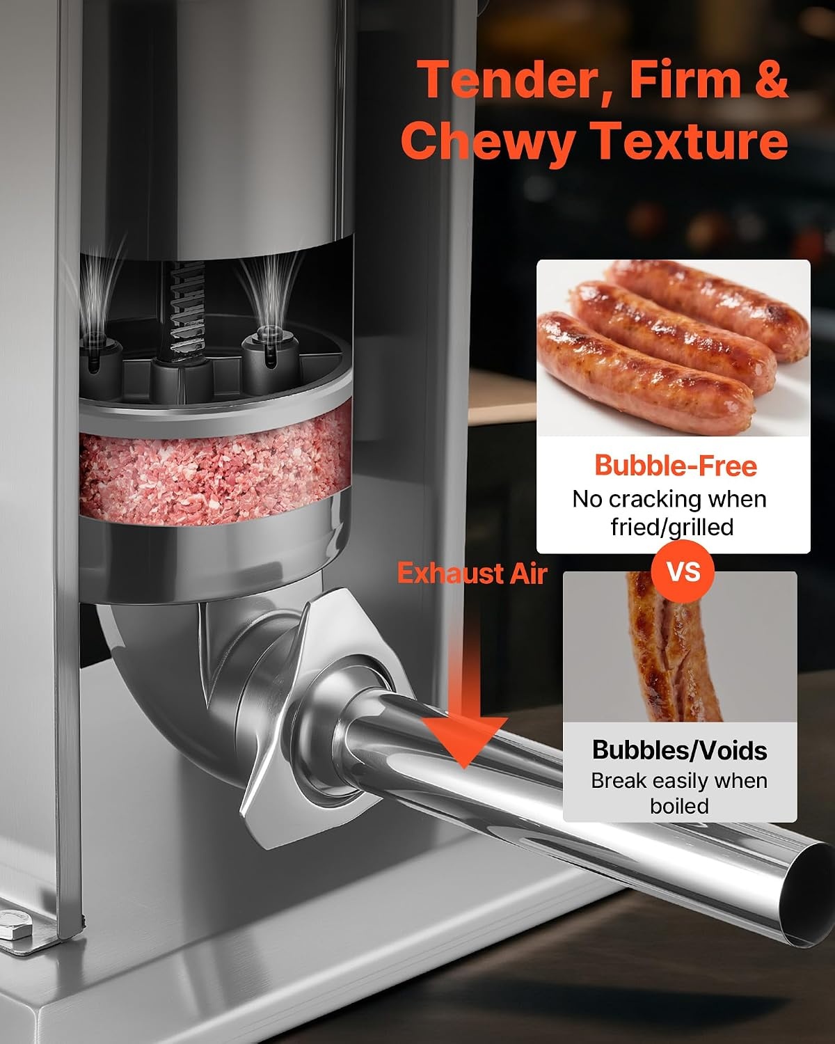 image:imageVEVOR Electric Sausage Stuffer 55 LBS 25 L Vertical Meat Stuffer Stepless Speed Control and Foot Pedal Stainless Steel Heavy Duty Sausage Filler with 5 Stuffing Tubes for Commercial amp Home Use7LBS3LNew