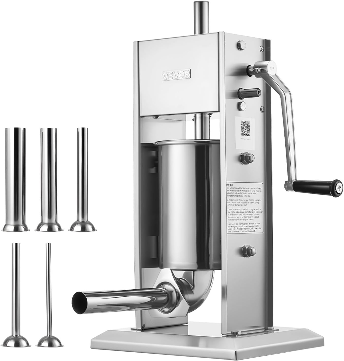 image:imageVEVOR Electric Sausage Stuffer 55 LBS 25 L Vertical Meat Stuffer Stepless Speed Control and Foot Pedal Stainless Steel Heavy Duty Sausage Filler with 5 Stuffing Tubes for Commercial amp Home Use7LBS3LNew
