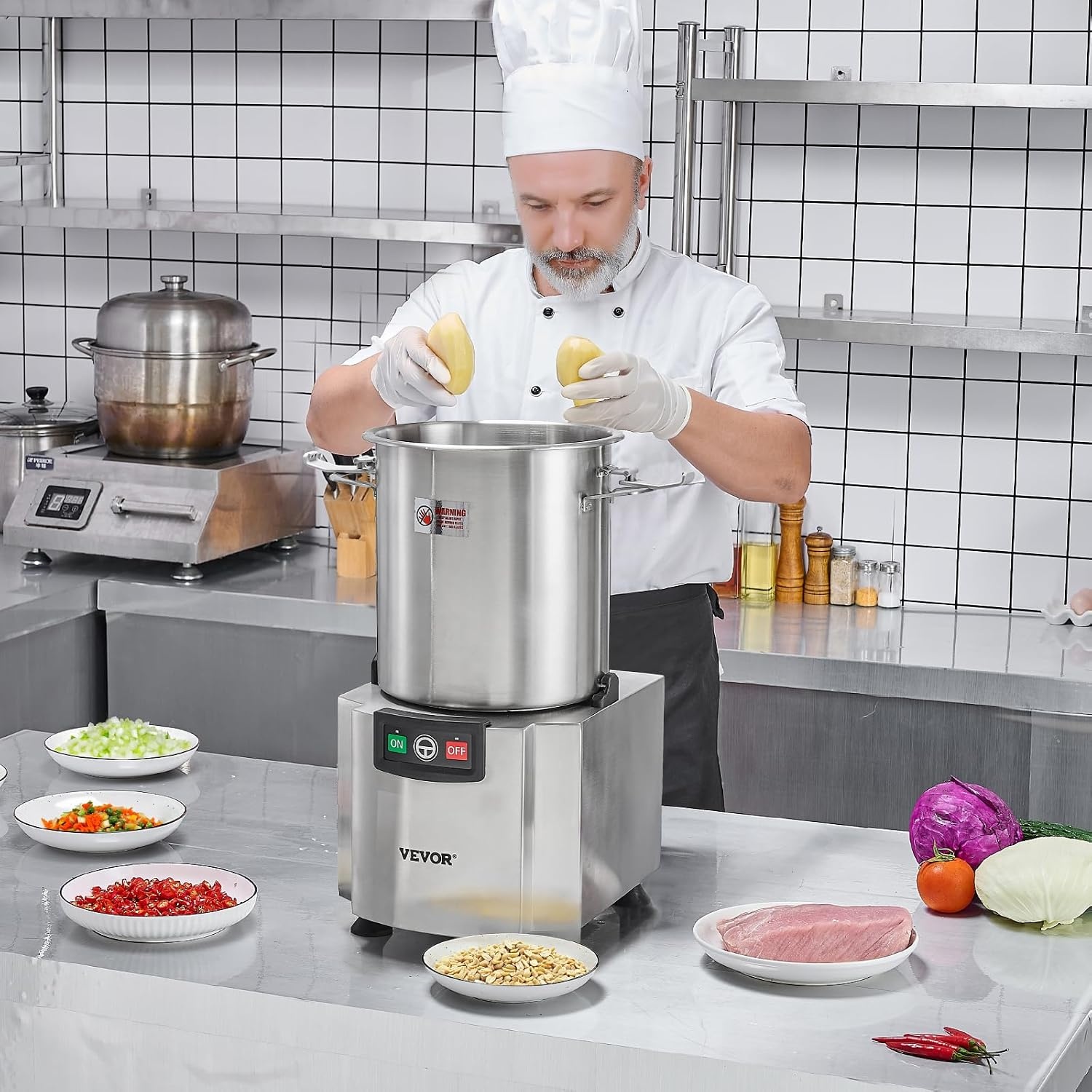 image:imageVEVOR Food Processor amp Vegetable Chopper 19 Quart FoodGrade Stainless Steel Food Processor Chopper with SCurve Blade and Scraper Ideal for Chopping Vegetables Fruit Grains Nuts19 Quart