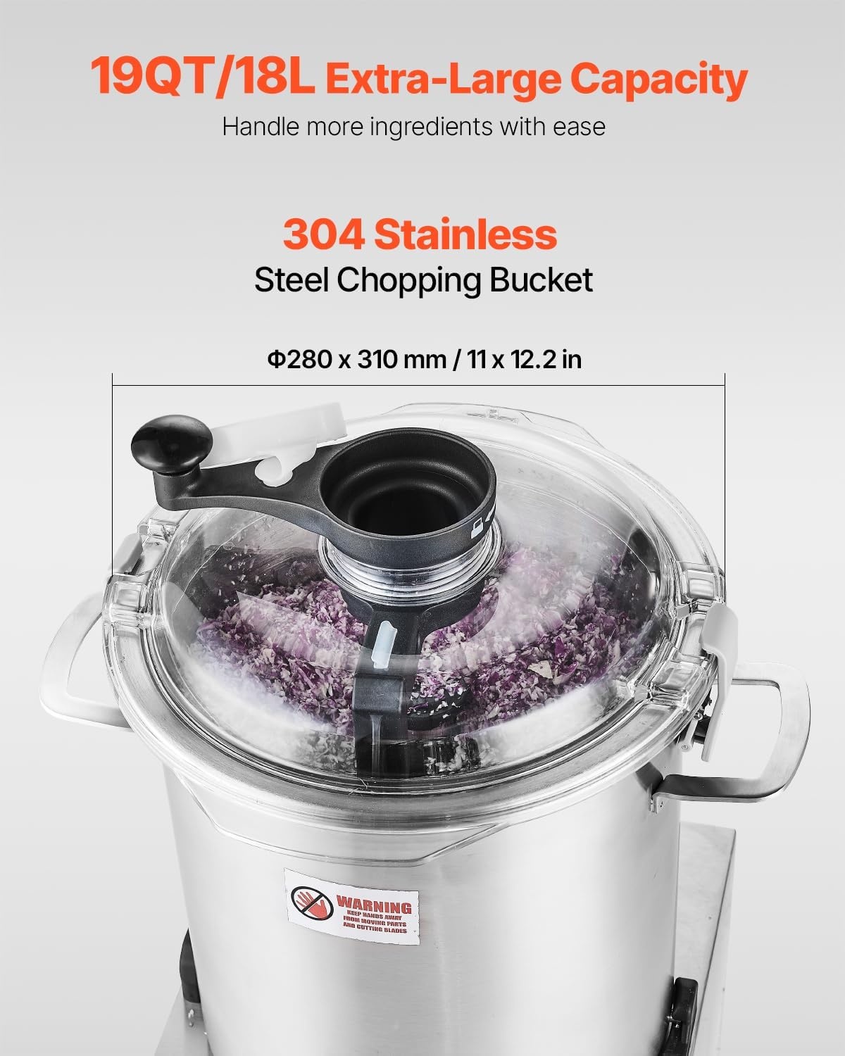 image:imageVEVOR Food Processor amp Vegetable Chopper 19 Quart FoodGrade Stainless Steel Food Processor Chopper with SCurve Blade and Scraper Ideal for Chopping Vegetables Fruit Grains Nuts19 Quart