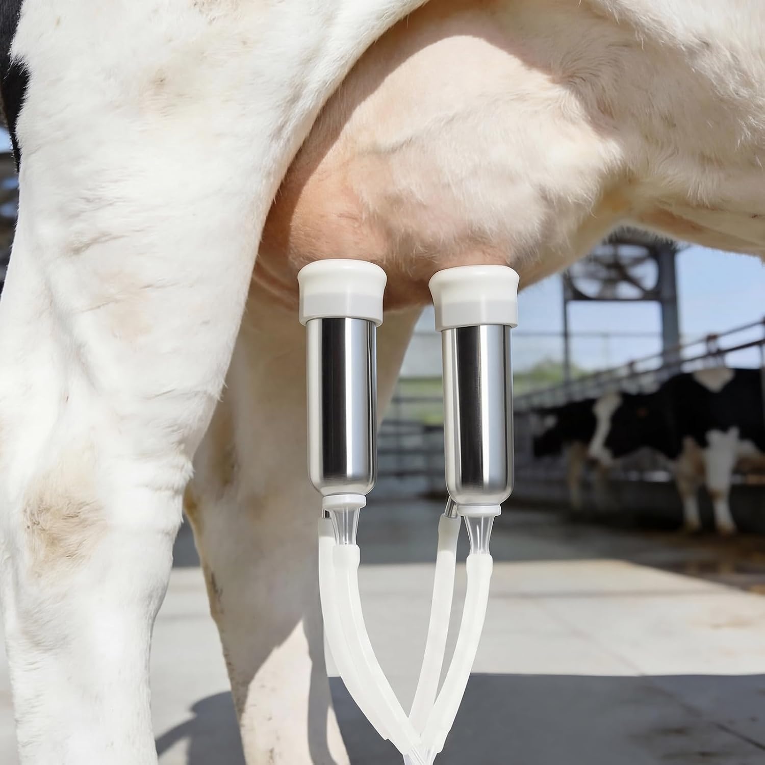 image:imageVEVOR Goat Milking Machine 18 Gal 7 L FoodGrade Stainless Steel Bucket 4 Teat Cups for Cows and Goats with 8000 mAh Rechargeable Battery Electric Pulsation Milking Machine Portable Milker