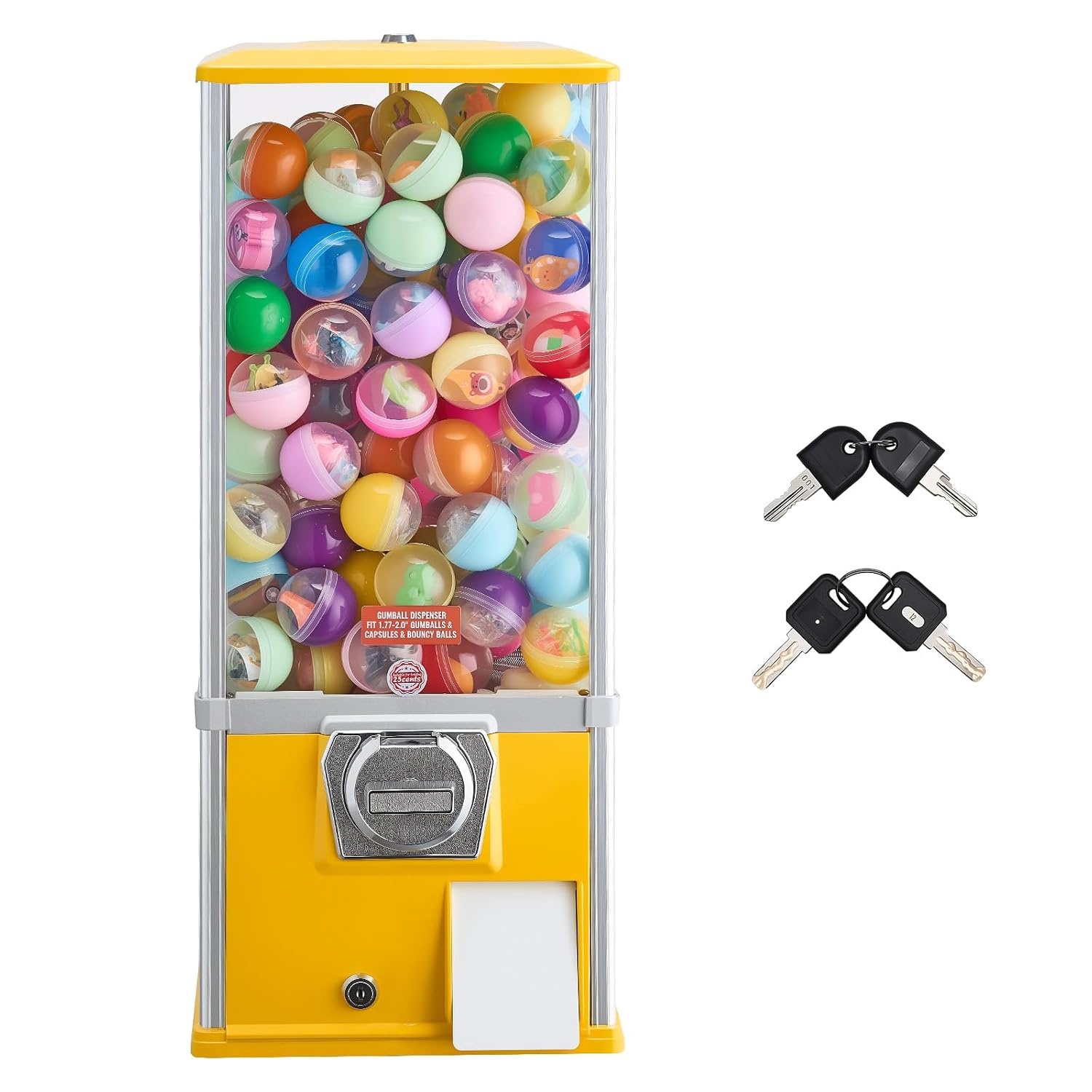 image:imageVEVOR Gumball Machine 21 inch Candy Vending Machine Dispenser 25Cent Vending Machines for Shopping Malls Supermarkets Amusement Parks Arcades Holds Up to 180 177 inch Spherical CandiesYellow