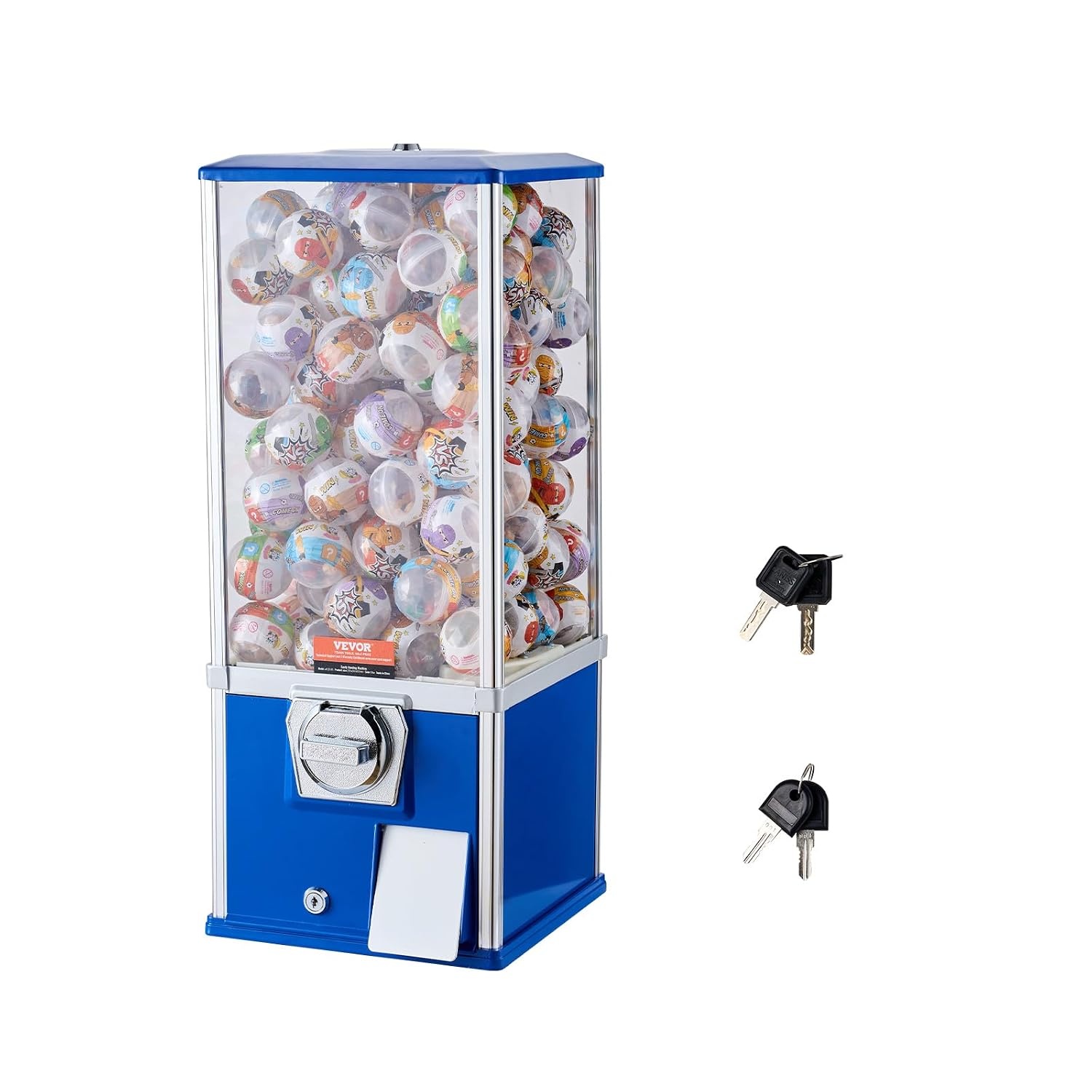 image:imageVEVOR Gumball Machine 21 inch Candy Vending Machine Dispenser 25Cent Vending Machines for Shopping Malls Supermarkets Amusement Parks Arcades Holds Up to 180 177 inch Spherical CandiesBlue