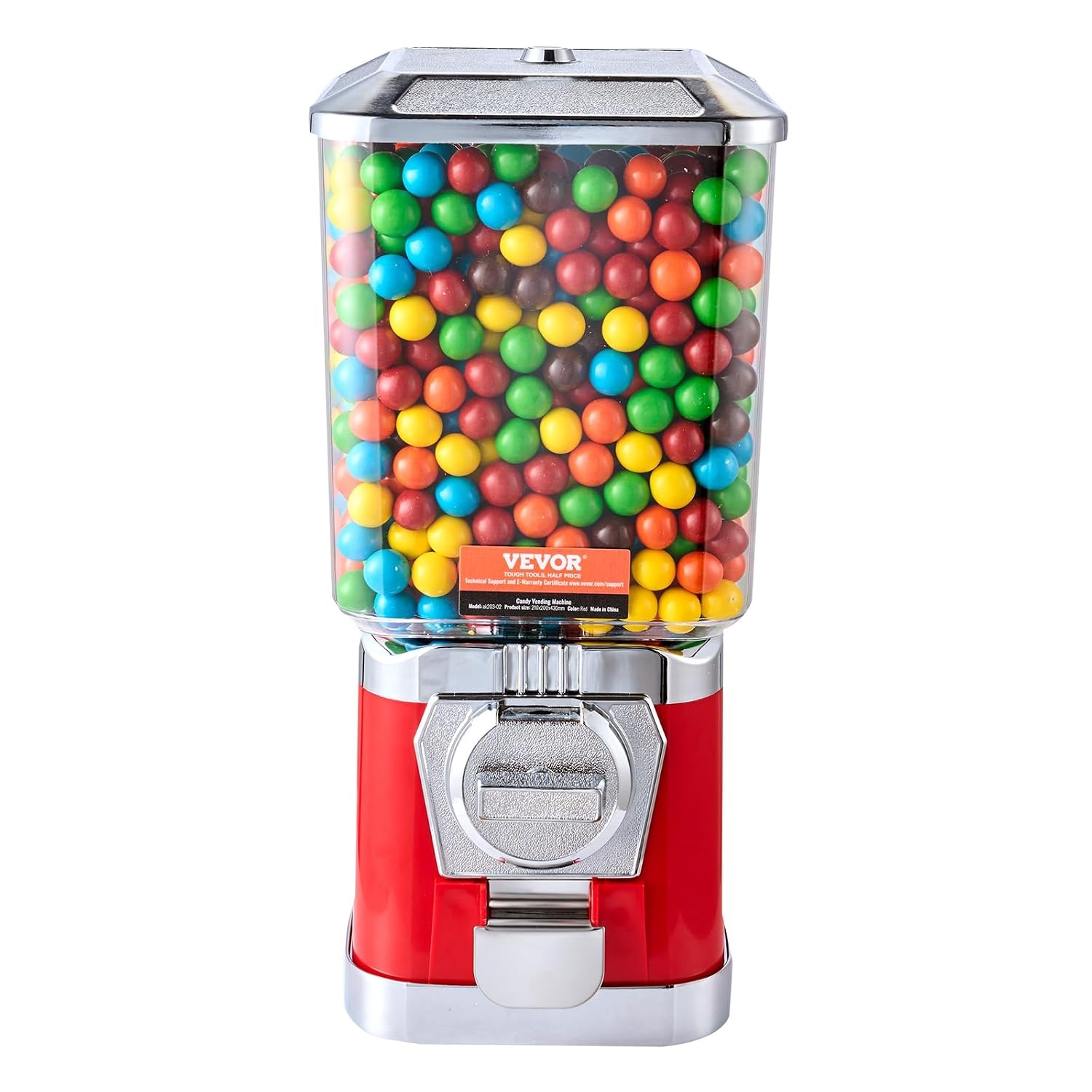 image:imageVEVOR Gumball Machine 21 inch Candy Vending Machine Dispenser 25Cent Vending Machines for Shopping Malls Supermarkets Amusement Parks Arcades Holds Up to 180 177 inch Spherical CandiesRed