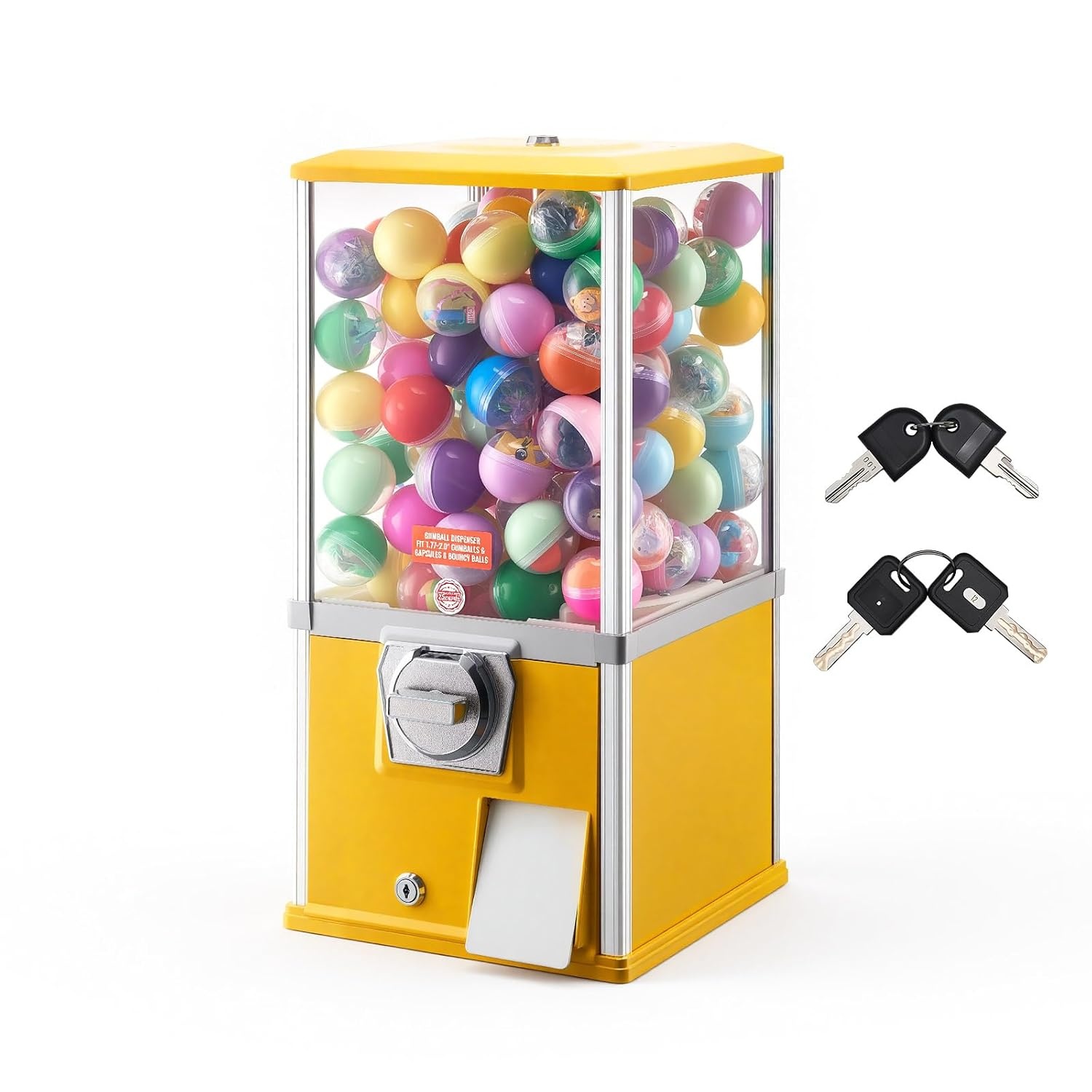 image:imageVEVOR Gumball Machine 21 inch Candy Vending Machine Dispenser 25Cent Vending Machines for Shopping Malls Supermarkets Amusement Parks Arcades Holds Up to 180 177 inch Spherical CandiesYellow