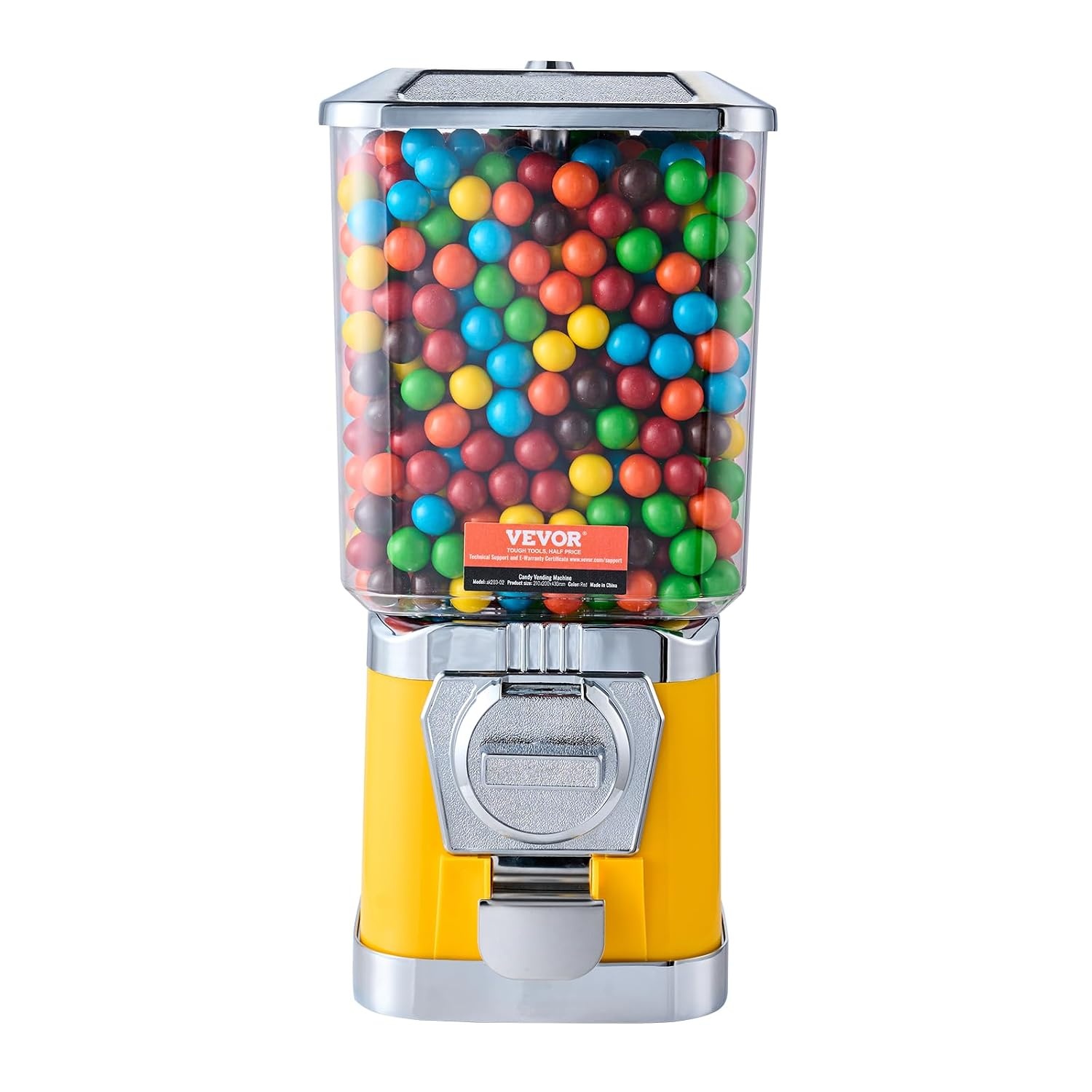 image:imageVEVOR Gumball Machine 21 inch Candy Vending Machine Dispenser 25Cent Vending Machines for Shopping Malls Supermarkets Amusement Parks Arcades Holds Up to 180 177 inch Spherical CandiesYellow