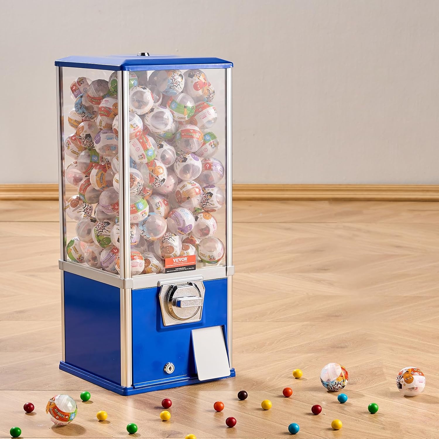 image:imageVEVOR Gumball Machine 21 inch Candy Vending Machine Dispenser 25Cent Vending Machines for Shopping Malls Supermarkets Amusement Parks Arcades Holds Up to 180 177 inch Spherical CandiesBlue