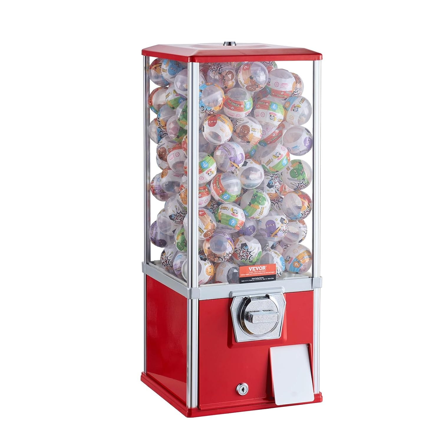 image:imageVEVOR Gumball Machine 21 inch Candy Vending Machine Dispenser 25Cent Vending Machines for Shopping Malls Supermarkets Amusement Parks Arcades Holds Up to 180 177 inch Spherical CandiesRed