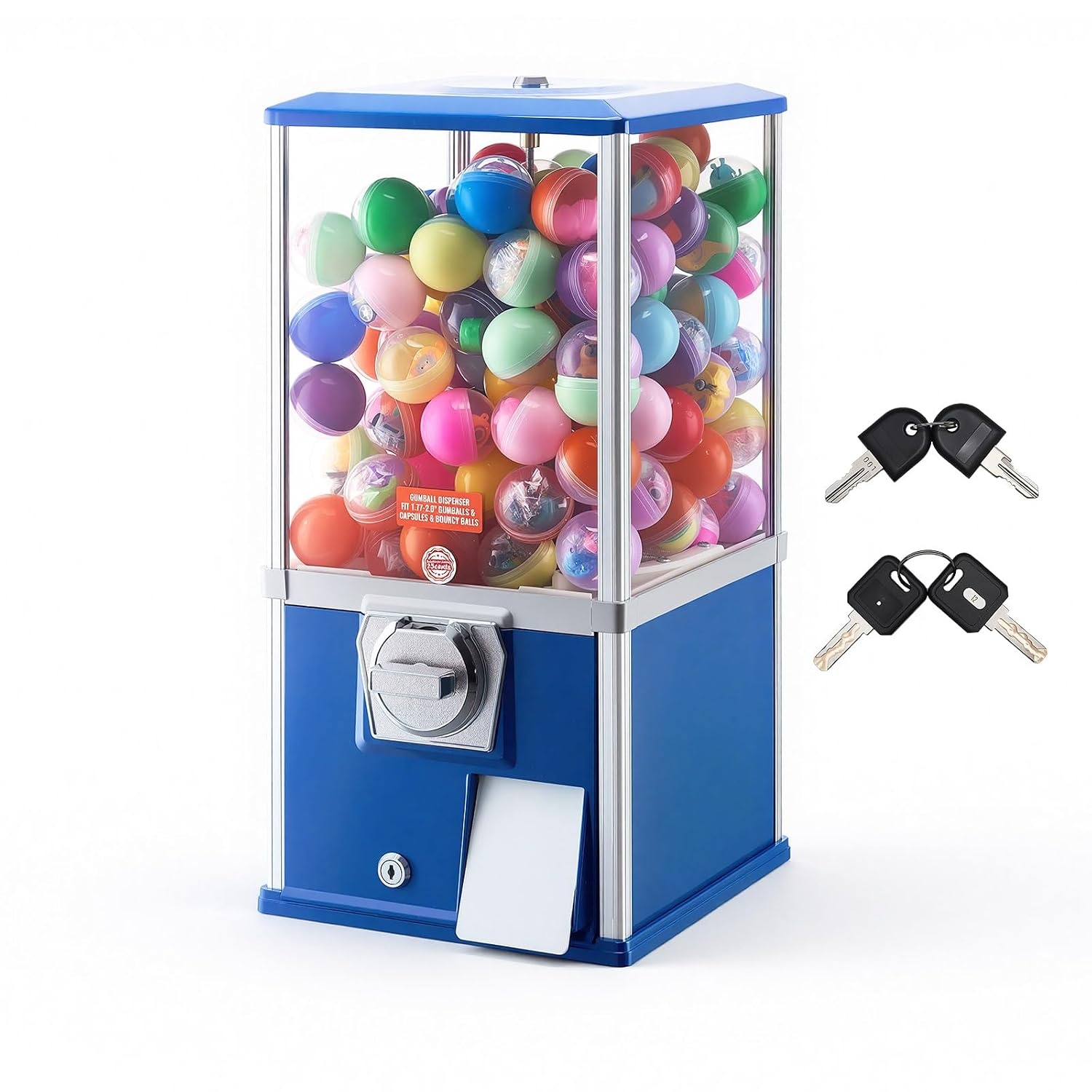 image:imageVEVOR Gumball Machine 21 inch Candy Vending Machine Dispenser 25Cent Vending Machines for Shopping Malls Supermarkets Amusement Parks Arcades Holds Up to 180 177 inch Spherical CandiesBlue