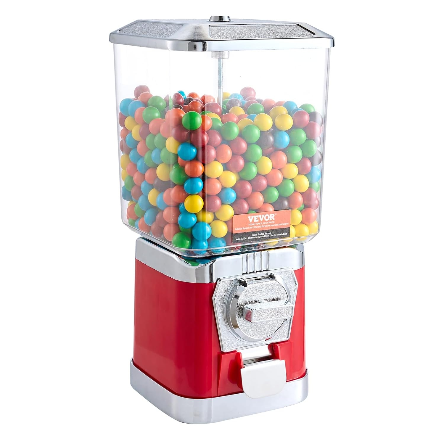 image:imageVEVOR Gumball Machine 21 inch Candy Vending Machine Dispenser 25Cent Vending Machines for Shopping Malls Supermarkets Amusement Parks Arcades Holds Up to 180 177 inch Spherical CandiesRed