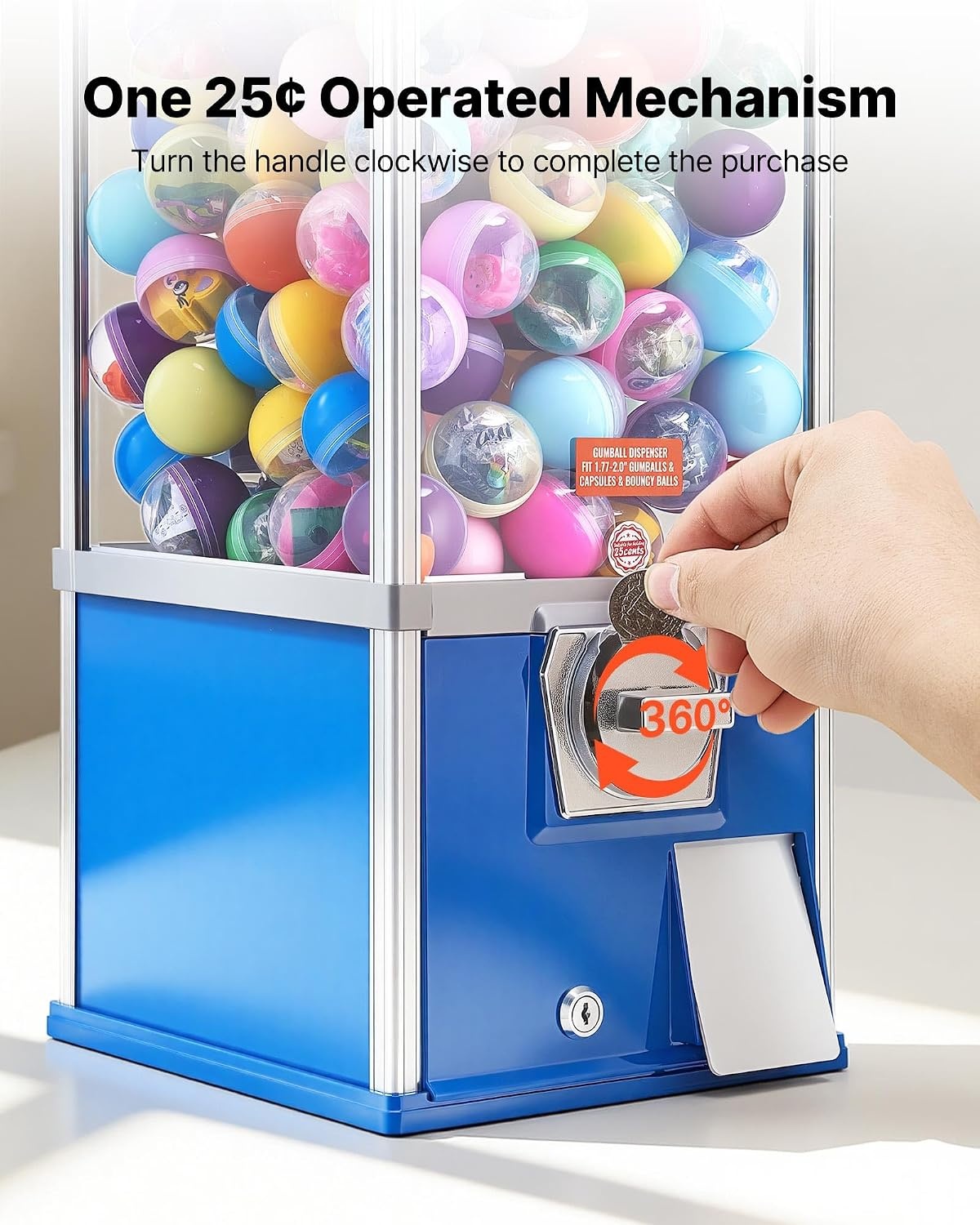 image:imageVEVOR Gumball Machine 21 inch Candy Vending Machine Dispenser 25Cent Vending Machines for Shopping Malls Supermarkets Amusement Parks Arcades Holds Up to 180 177 inch Spherical CandiesBlue
