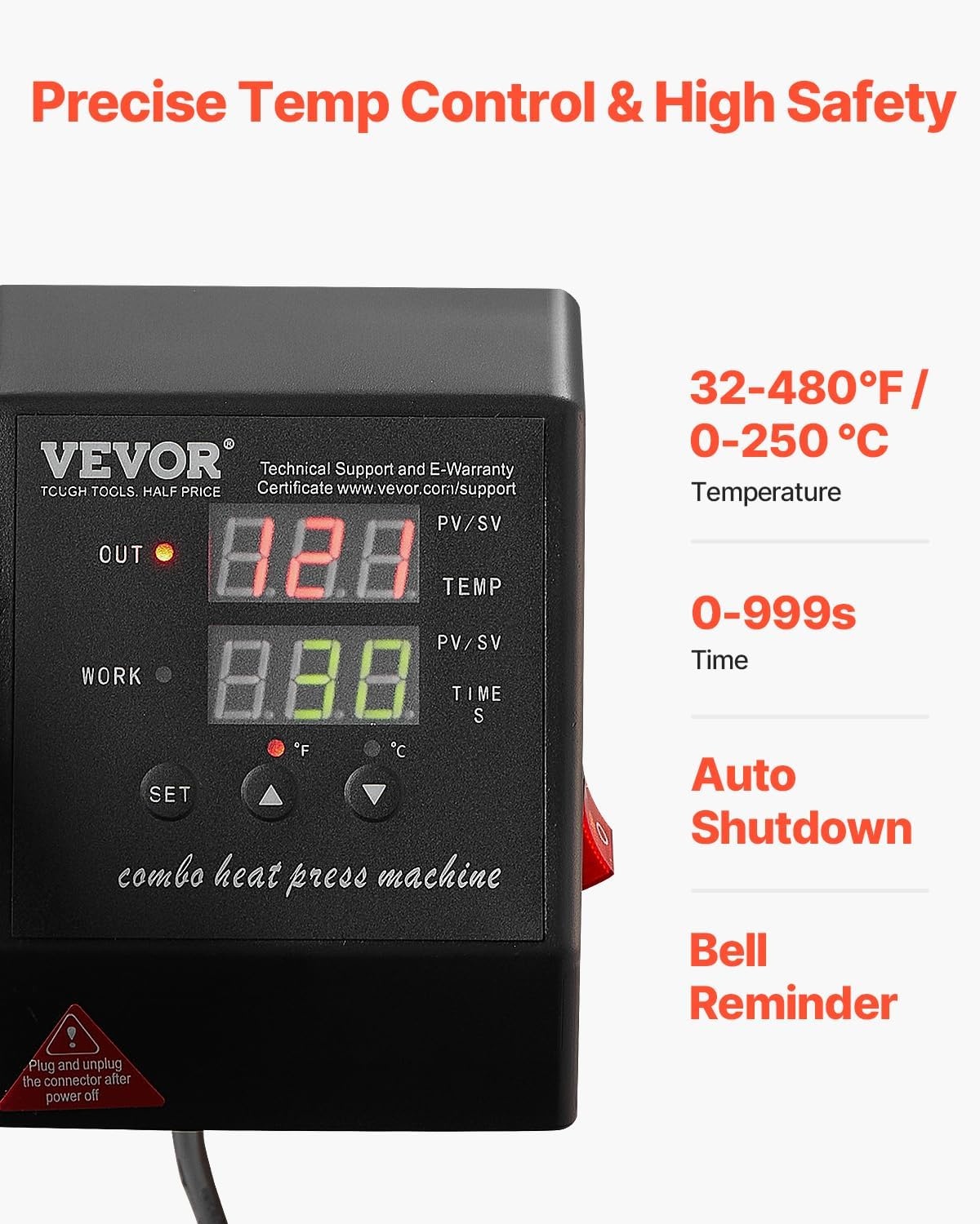 image:imageVEVOR Heat Press 15x15 Power Heat Press Machine for TShirts Fast Heating High Pressure Digital Industrial Sublimation Printer for Heat Transfer Vinyl Dark Black2in115x15Black