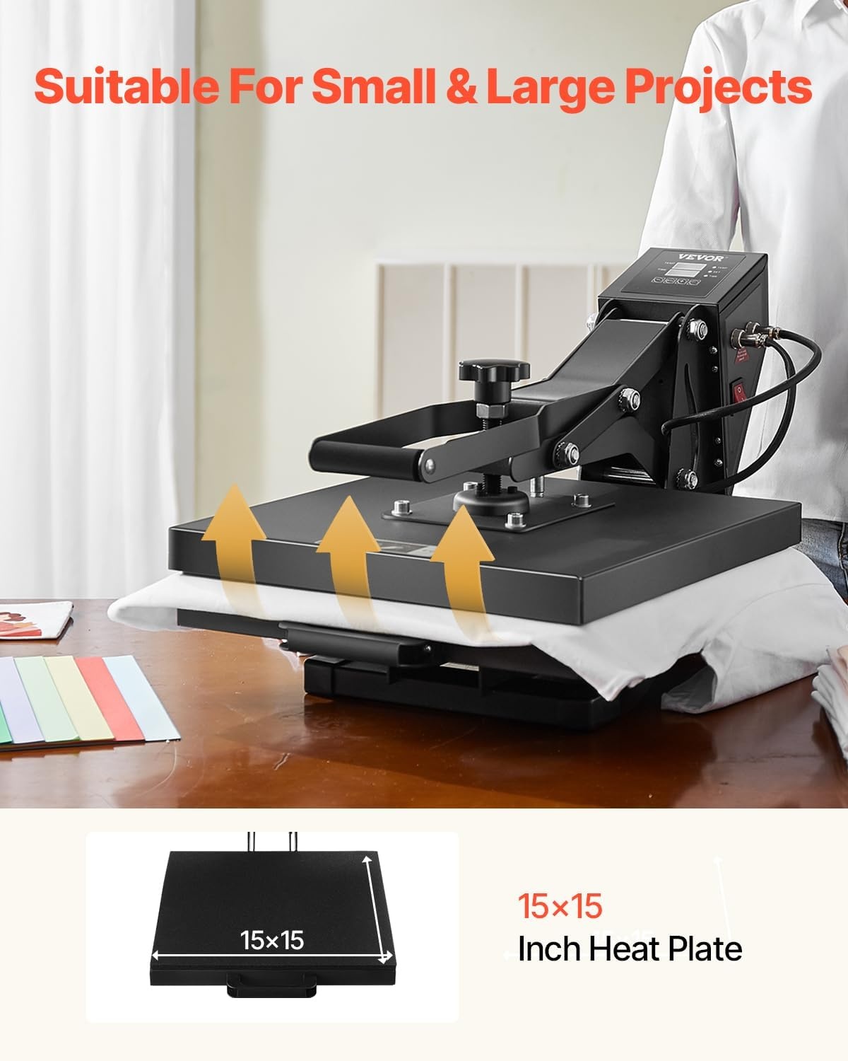 image:imageVEVOR Heat Press 15x15 Power Heat Press Machine for TShirts Fast Heating High Pressure Digital Industrial Sublimation Printer for Heat Transfer Vinyl Dark Black15x15Black