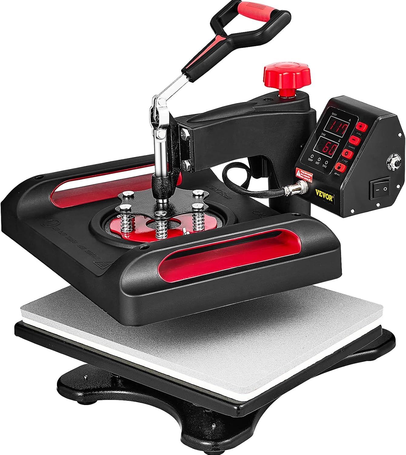 image:imageVEVOR Heat Press 15x15 Power Heat Press Machine for TShirts Fast Heating High Pressure Digital Industrial Sublimation Printer for Heat Transfer Vinyl Dark Black11in1Red