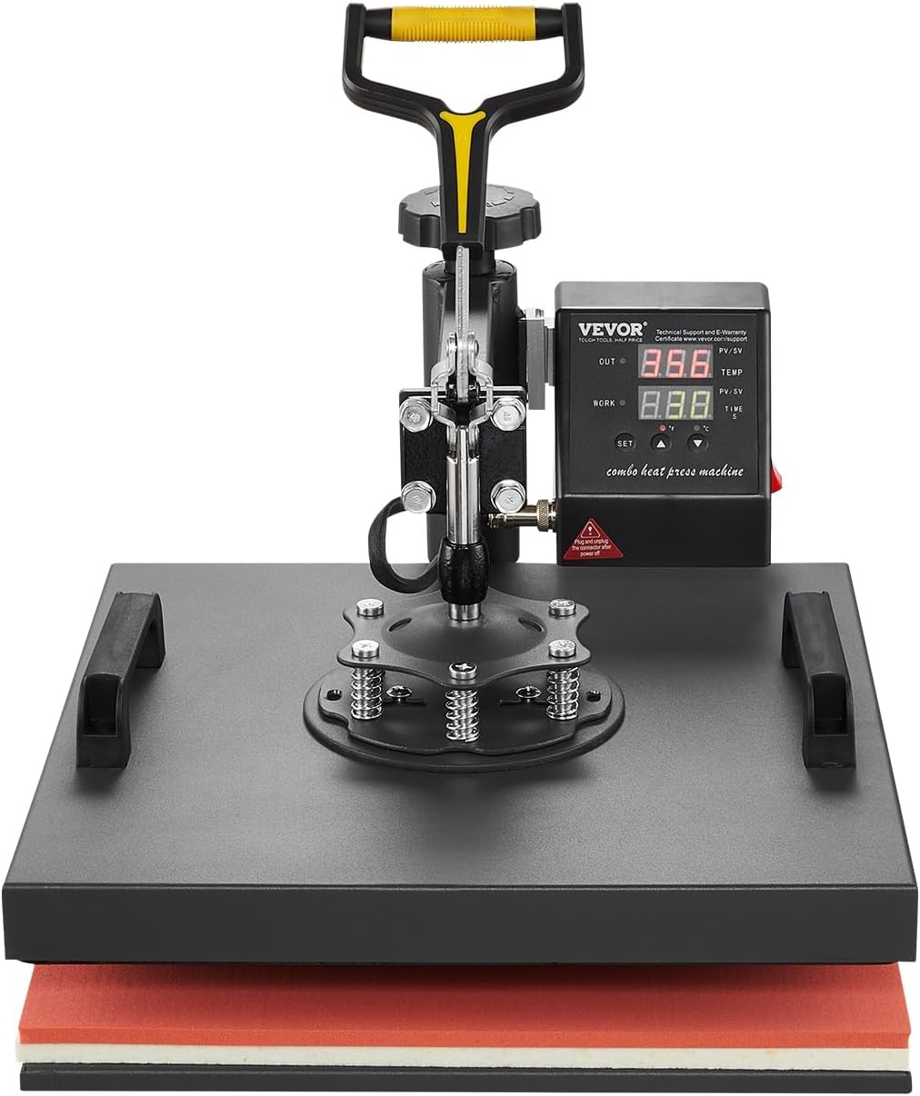 image:imageVEVOR Heat Press 15x15 Power Heat Press Machine for TShirts Fast Heating High Pressure Digital Industrial Sublimation Printer for Heat Transfer Vinyl Dark Black2in115x15Black