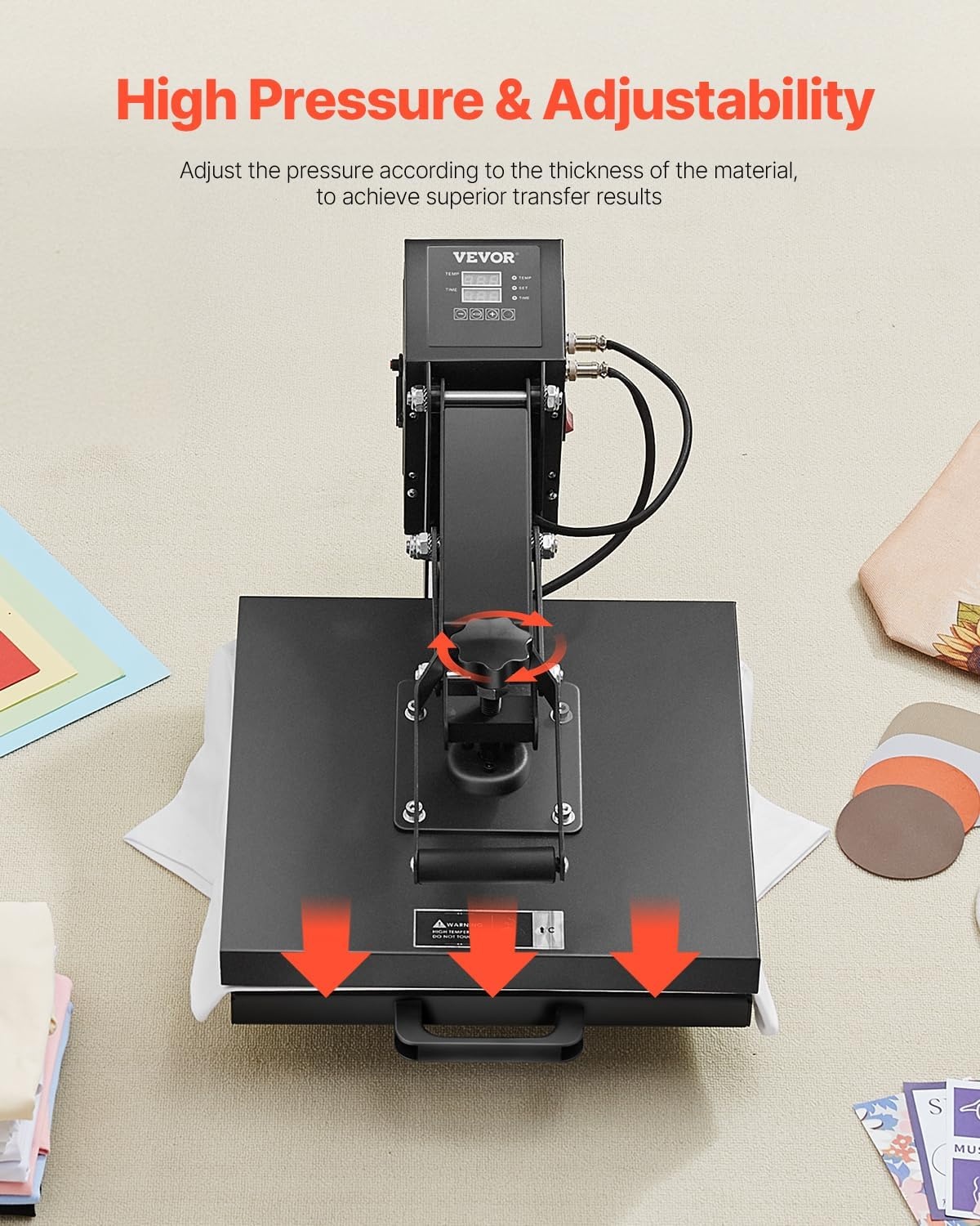 image:imageVEVOR Heat Press 15x15 Power Heat Press Machine for TShirts Fast Heating High Pressure Digital Industrial Sublimation Printer for Heat Transfer Vinyl Dark Black15x15Black