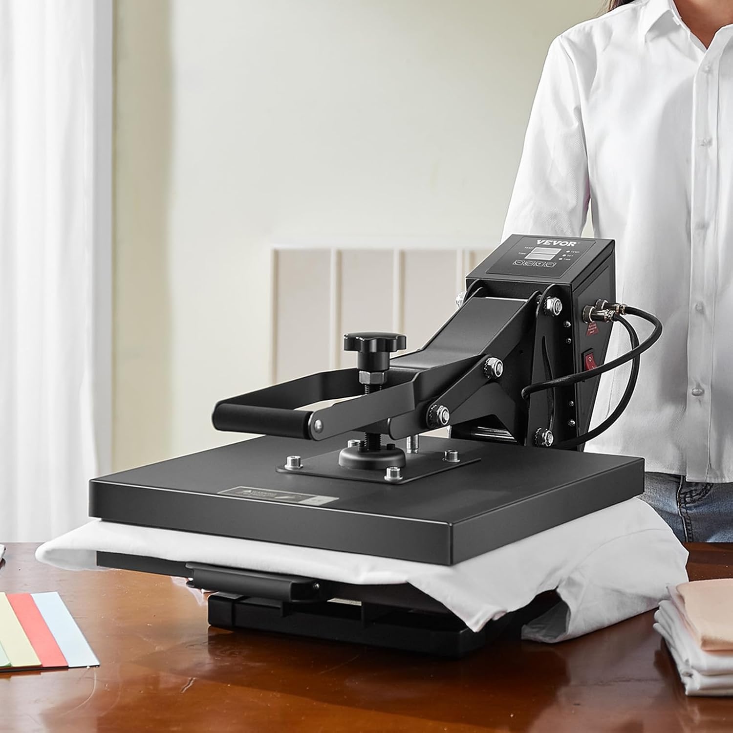 image:imageVEVOR Heat Press 15x15 Power Heat Press Machine for TShirts Fast Heating High Pressure Digital Industrial Sublimation Printer for Heat Transfer Vinyl Dark Black15x15Black
