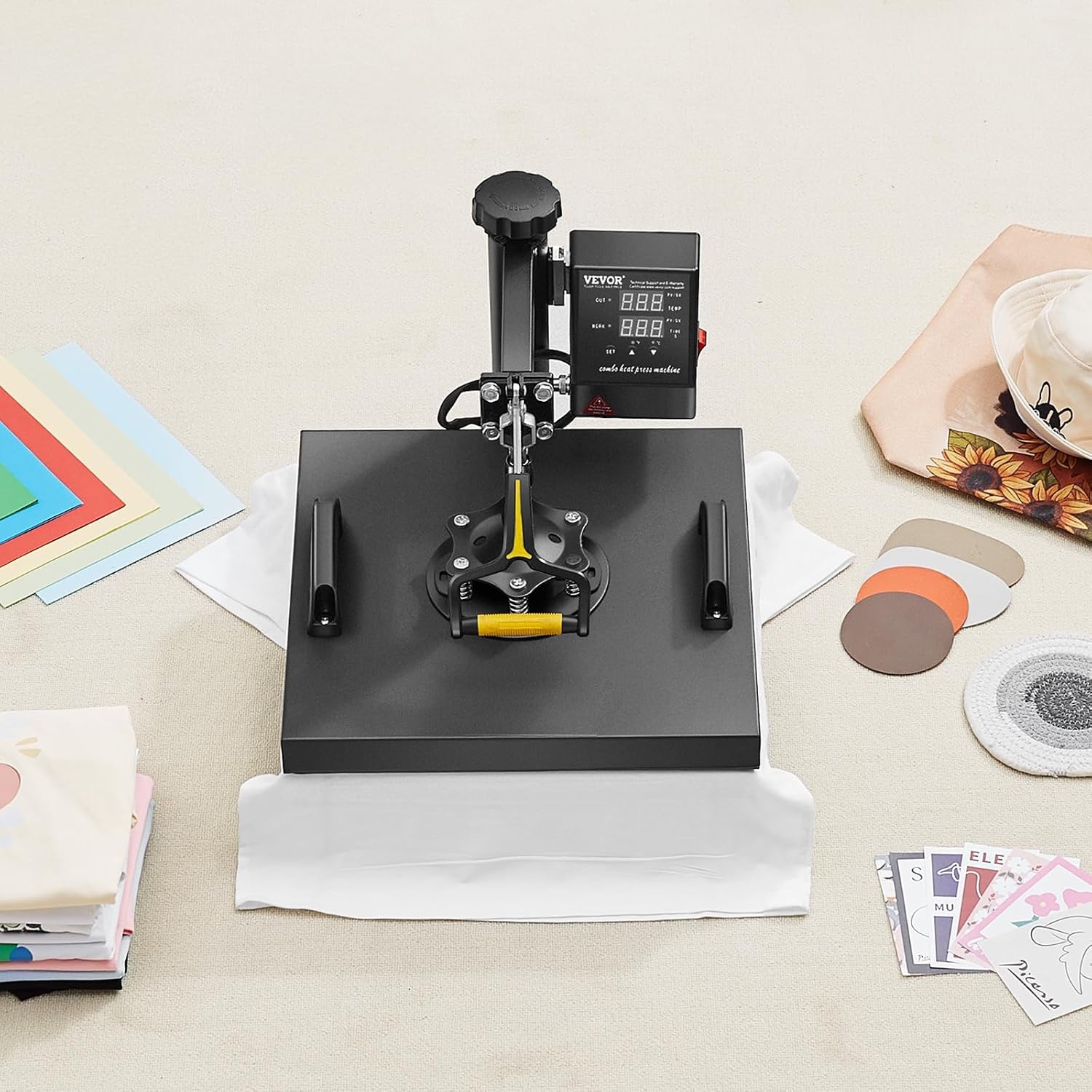 image:imageVEVOR Heat Press 15x15 Power Heat Press Machine for TShirts Fast Heating High Pressure Digital Industrial Sublimation Printer for Heat Transfer Vinyl Dark Black2in115x15Black