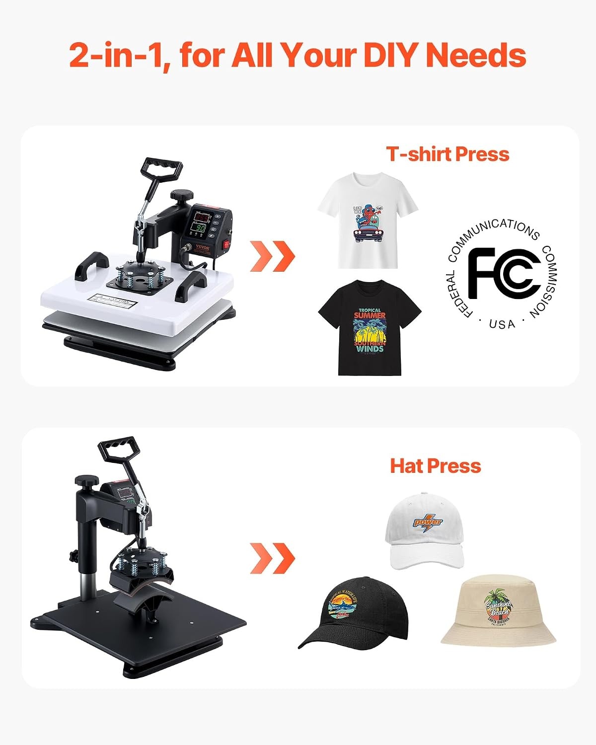 image:imageVEVOR Heat Press Machine 15 x 15 in 8in1 Multifunction 360 Swing Away Heat Up Fast and Even Digital Precise Control Sublimation Press Machine for TShirts Mugs Tumblers Caps PlatesHeat Press2 In 1
