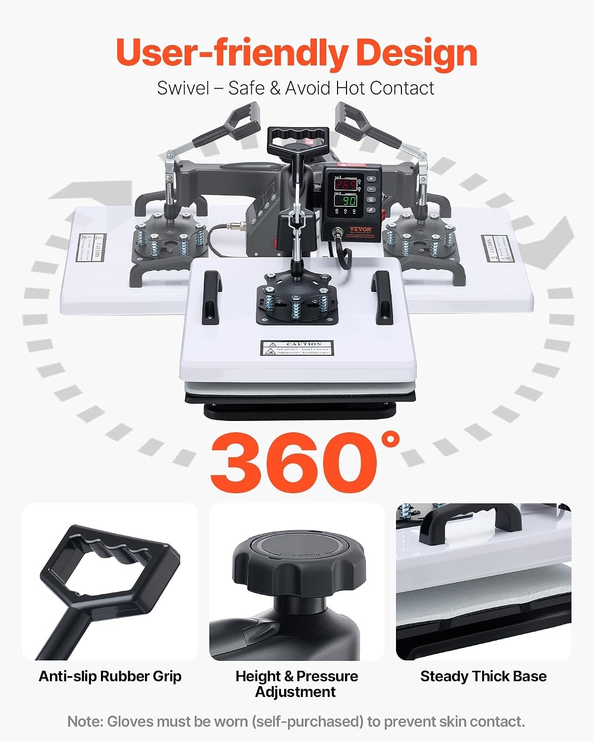 image:imageVEVOR Heat Press Machine 15 x 15 in 8in1 Multifunction 360 Swing Away Heat Up Fast and Even Digital Precise Control Sublimation Press Machine for TShirts Mugs Tumblers Caps PlatesHeat Press2 In 1