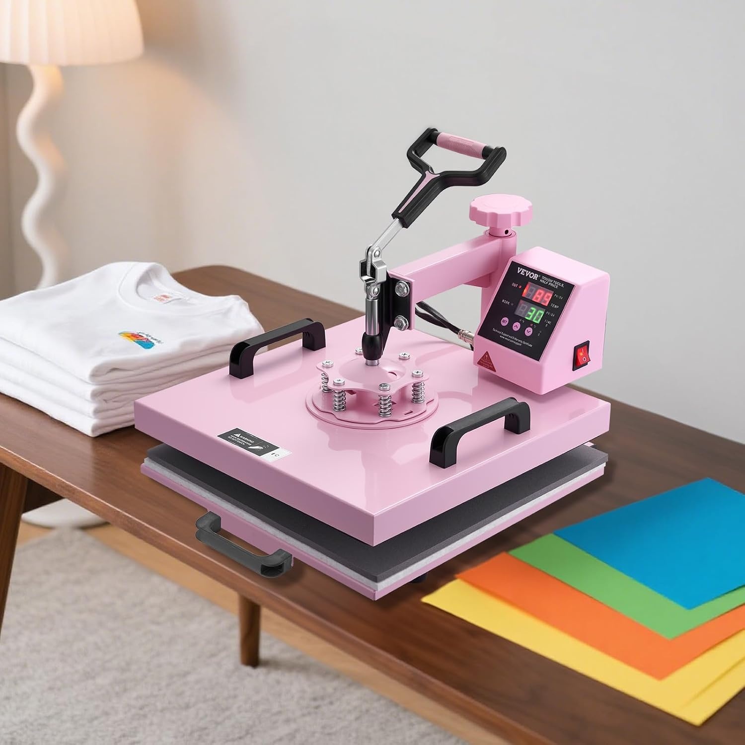 image:imageVEVOR Heat Press Machine 15x15 inch Heat Press Machine for TShirts 5 in 1 Heat Press with 30 OZ Tumbler Press Combo Tumbler Heat Press Machine Sublimation for Hat Cap Mug Plate Pink