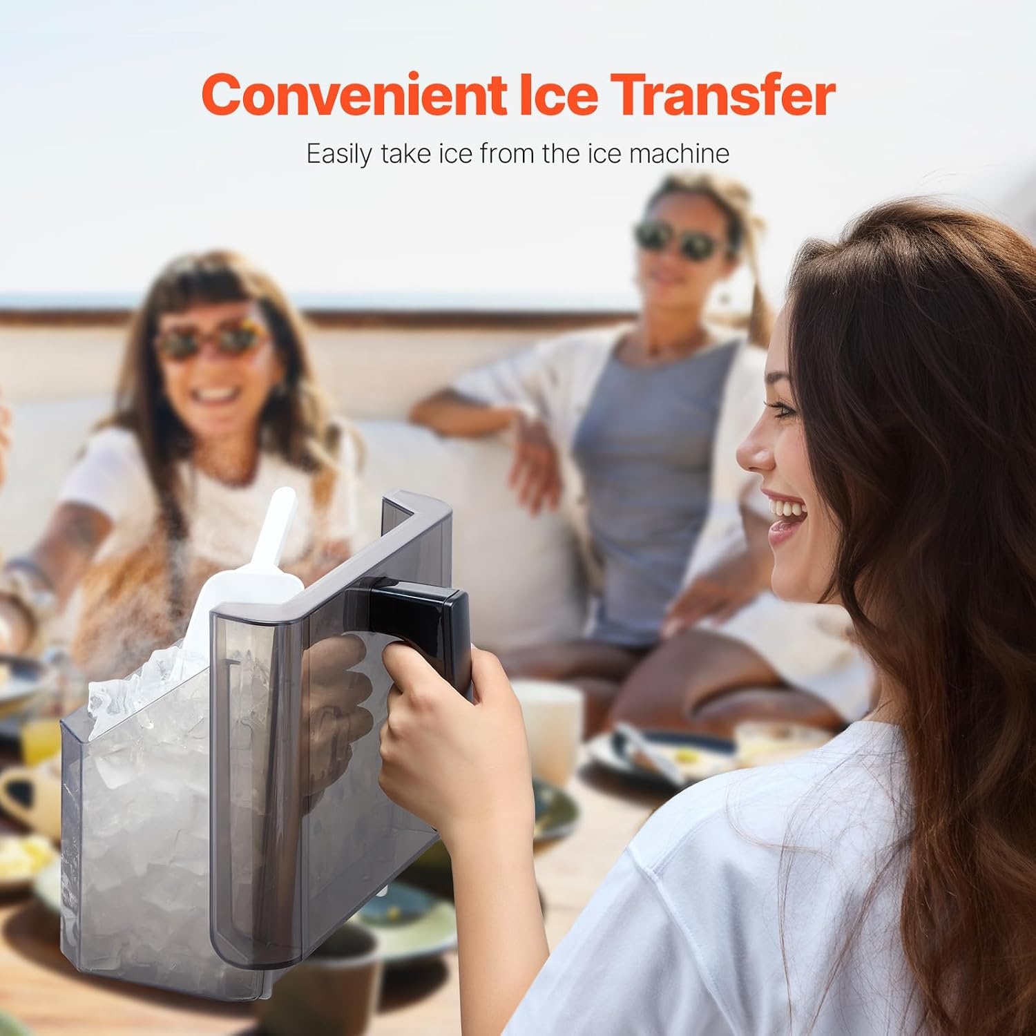 image:imageVEVOR Ice Cube Maker Countertop 32 Cubes Ready in 15 Mins 50lbs24h SelfCleaning Portable Ice Maker with Convenient Ice Transfer 3 Sizes Ice Cube Maker Machine for Home Kitchen Office PartyGrey
