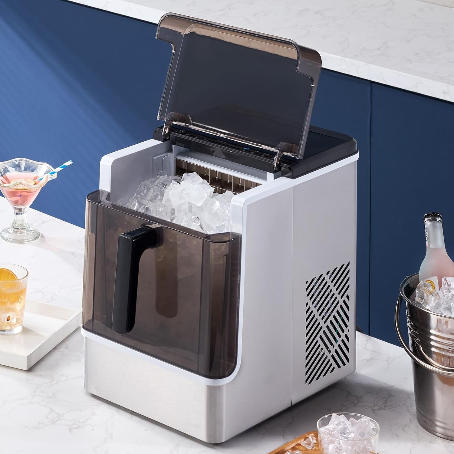 image:imageVEVOR Ice Cube Maker Countertop 32 Cubes Ready in 15 Mins 50lbs24h SelfCleaning Portable Ice Maker with Convenient Ice Transfer 3 Sizes Ice Cube Maker Machine for Home Kitchen Office PartyGrey