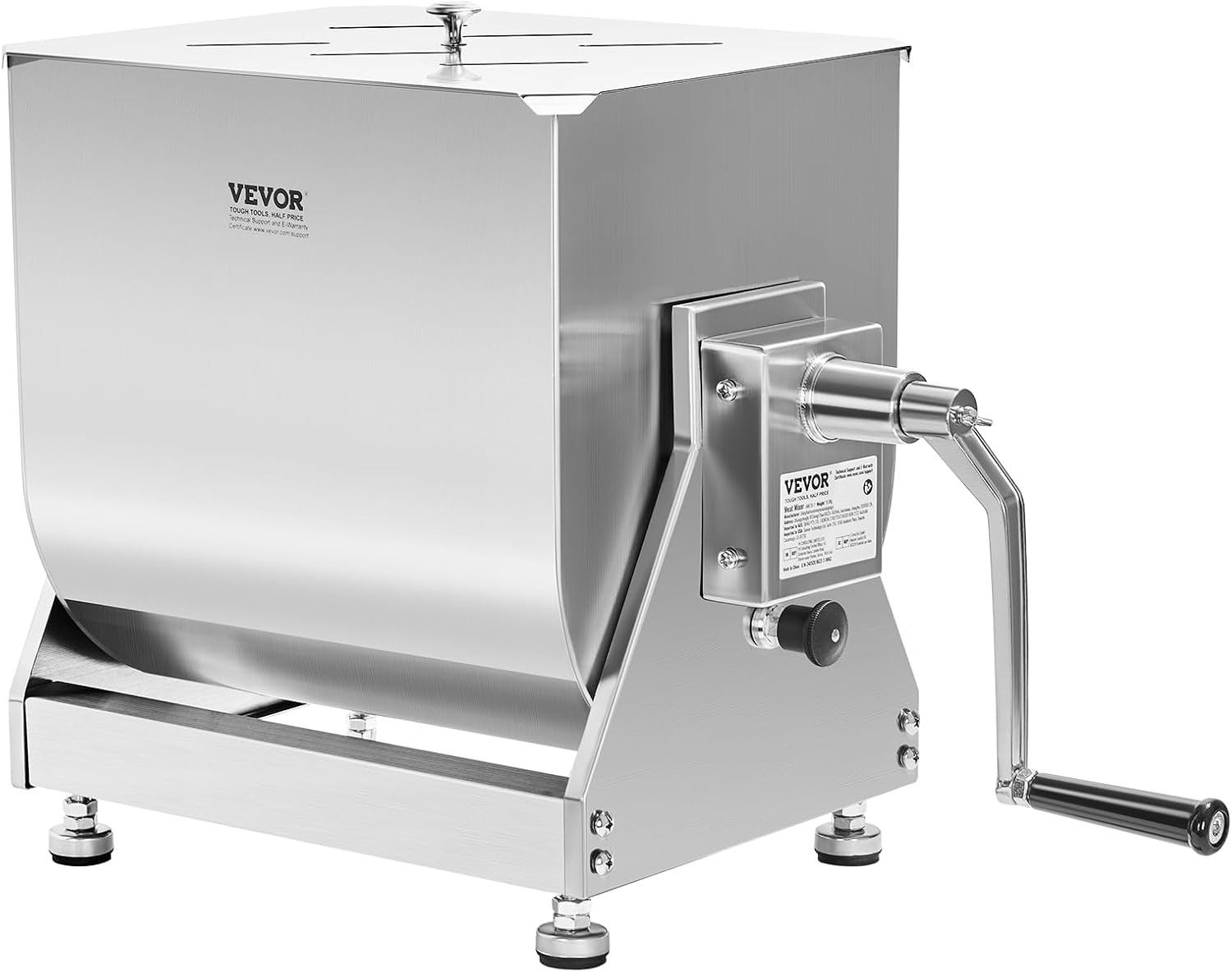 image:imageVEVOR Manual Meat Mixer 10L Fixed Tank Heavy Duty Stainless Steel Hand Mixer for Ground Beef amp Sausage Max 15lb Mixing Meat Capacity with Gear Box and Lid HandleBX40T