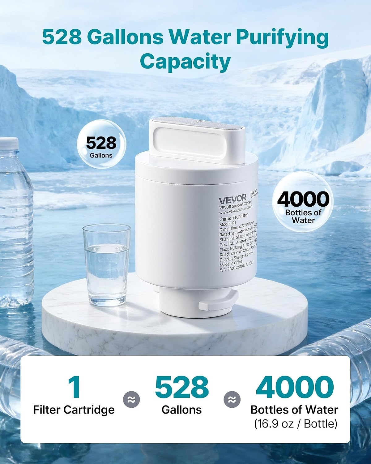 image:imageVEVOR Mineralization Filter Replacement Remineralization Alkaline Water Filter for Reverse Osmosis System Balances pH amp Restores Minerals Compatible with X811B Ice Maker Water Dispenser
