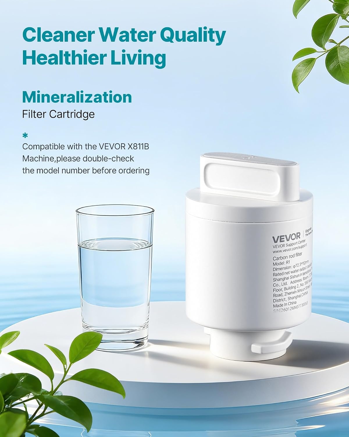 image:imageVEVOR Mineralization Filter Replacement Remineralization Alkaline Water Filter for Reverse Osmosis System Balances pH amp Restores Minerals Compatible with X811B Ice Maker Water Dispenser