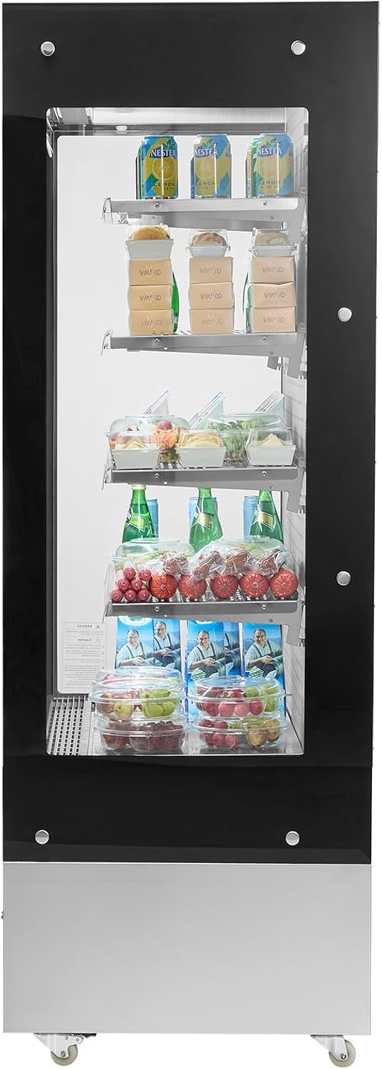 image:imageVEVOR Open Air Merchandiser 4Tier Shelving Commercial Refrigerator Grab and Go Display Cooler Refrigerator with Air Curtain LED Advertising Light Fits for Restaurants Stores Office 184cuft