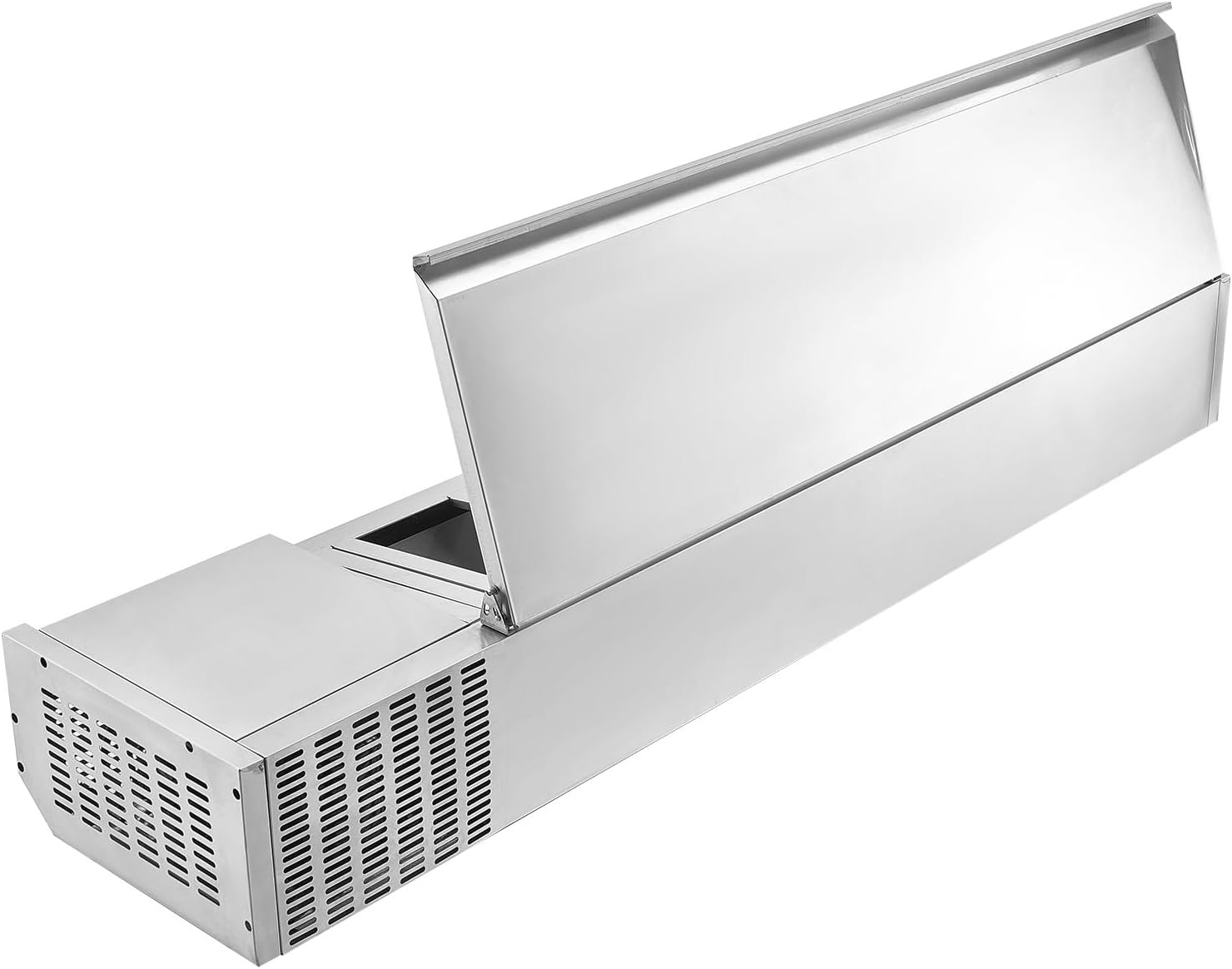 image:imageVEVOR Refrigerated Condiment Prep Station 140 W Countertop Refrigerated Condiment Station with Five 13 Pans amp Four 16 Pans 304 Stainless Body and PC Lid Sandwich Prep Table with Stainless GuardNew Stainless 71 in