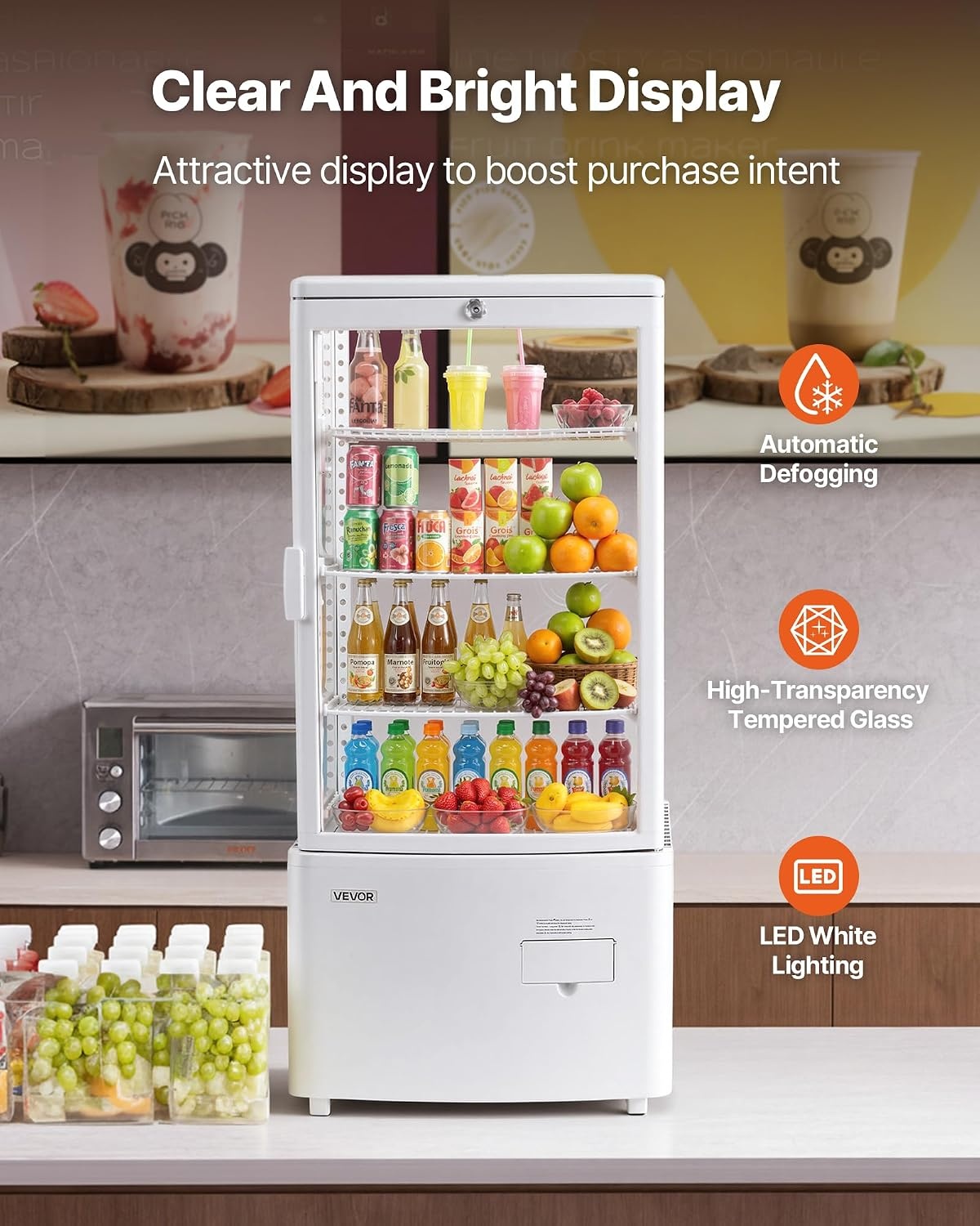 image:imageVEVOR Refrigerated Display Case 3 CuFt85L Countertop Pastry Display Case 3Tier Commercial Cake Refrigerator with LED Lighting TURBO Cooling FrostFree AirCooling for Bakery Dessert Shop3 CuFtNew
