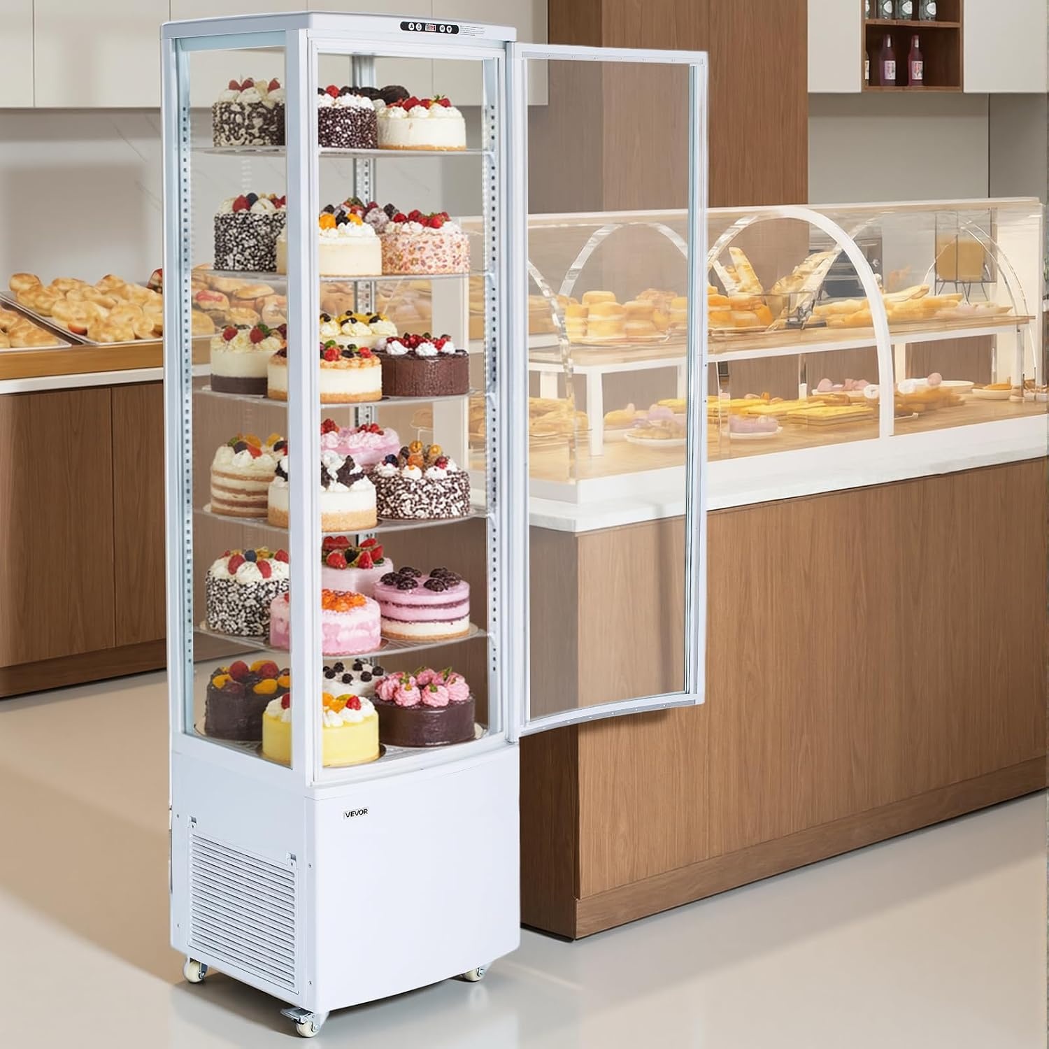 image:imageVEVOR Refrigerated Display Case 3 CuFt85L Countertop Pastry Display Case 3Tier Commercial Cake Refrigerator with LED Lighting TURBO Cooling FrostFree AirCooling for Bakery Dessert Shop98 CuFtNew