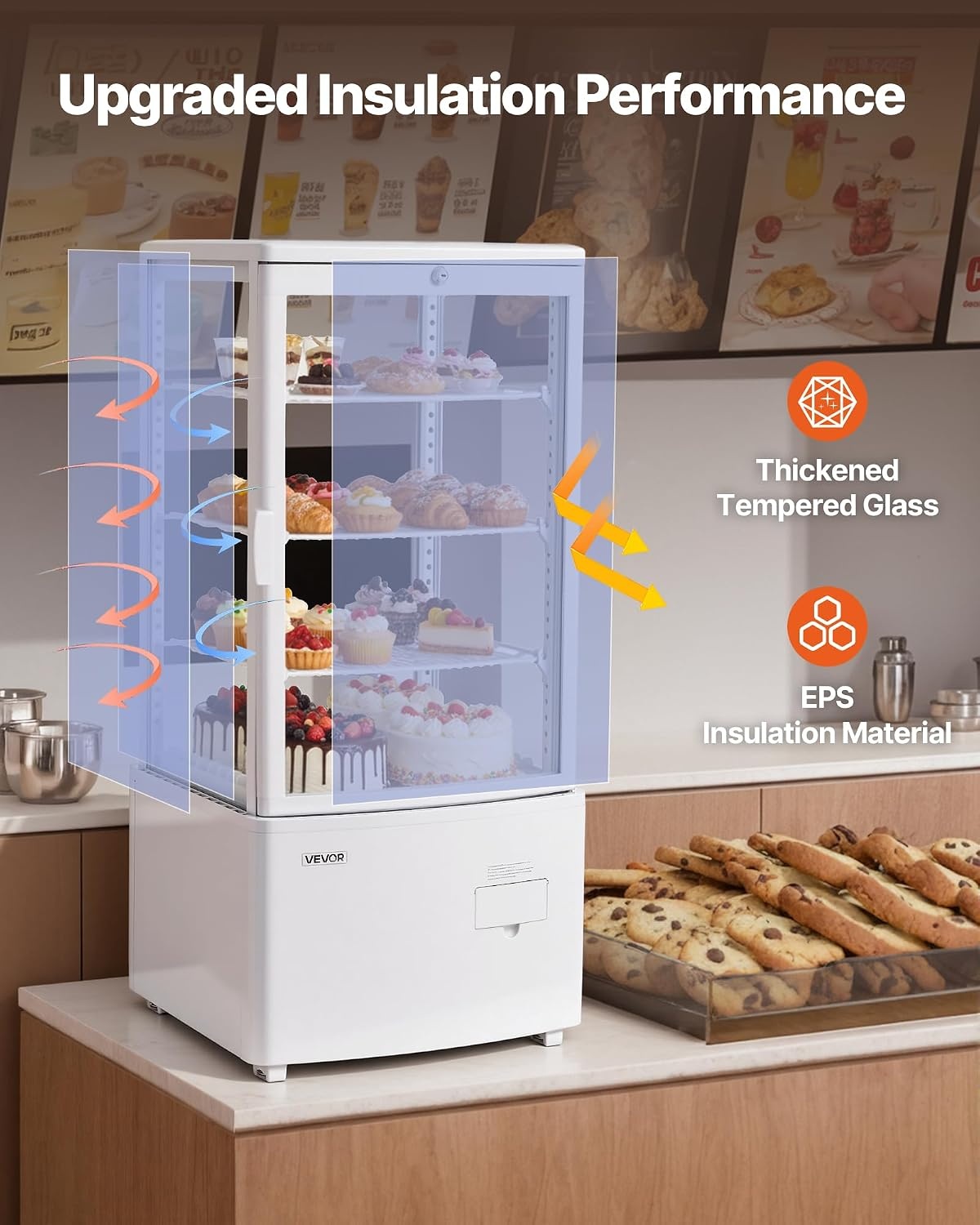 image:imageVEVOR Refrigerated Display Case 3 CuFt85L Countertop Pastry Display Case 3Tier Commercial Cake Refrigerator with LED Lighting TURBO Cooling FrostFree AirCooling for Bakery Dessert Shop3 CuFtNew