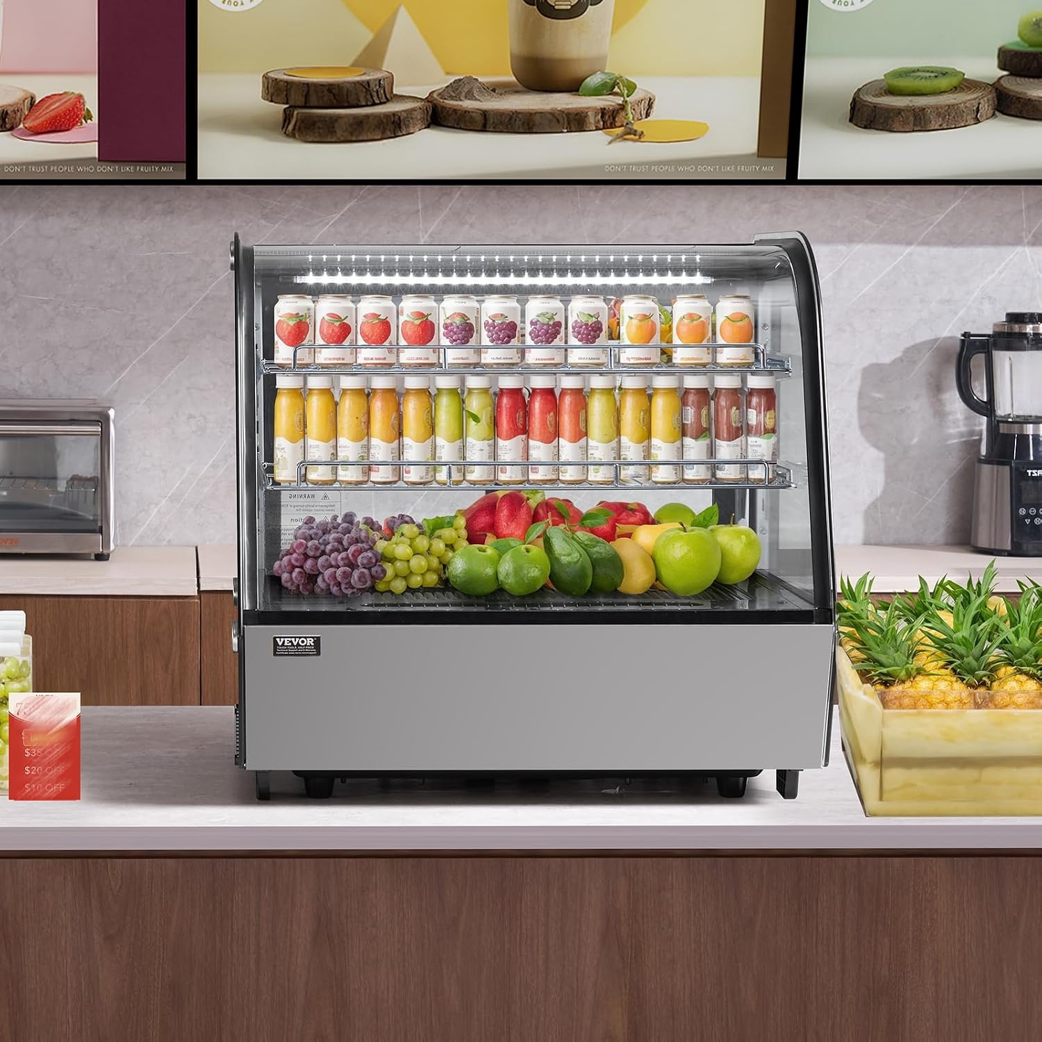 image:imageVEVOR Refrigerated Display Case 98 CuFt278L Large Pastry Display Case 5Tier Commercial Display Refrigerator with LED Lighting TURBO Cooling FrostFree AirCooling for Bakery42 CuFt