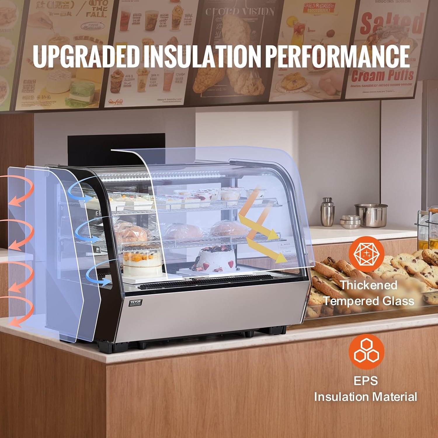 image:imageVEVOR Refrigerated Display Case 98 CuFt278L Large Pastry Display Case 5Tier Commercial Display Refrigerator with LED Lighting TURBO Cooling FrostFree AirCooling for Bakery5 CuFt