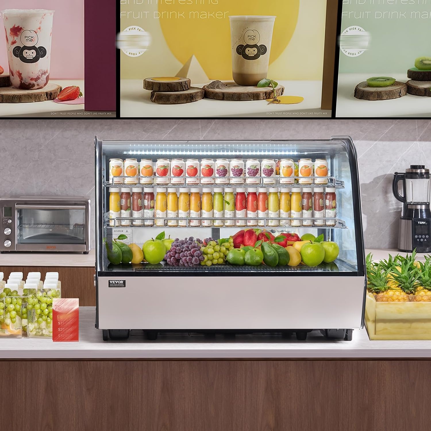 image:imageVEVOR Refrigerated Display Case 98 CuFt278L Large Pastry Display Case 5Tier Commercial Display Refrigerator with LED Lighting TURBO Cooling FrostFree AirCooling for Bakery5 CuFt