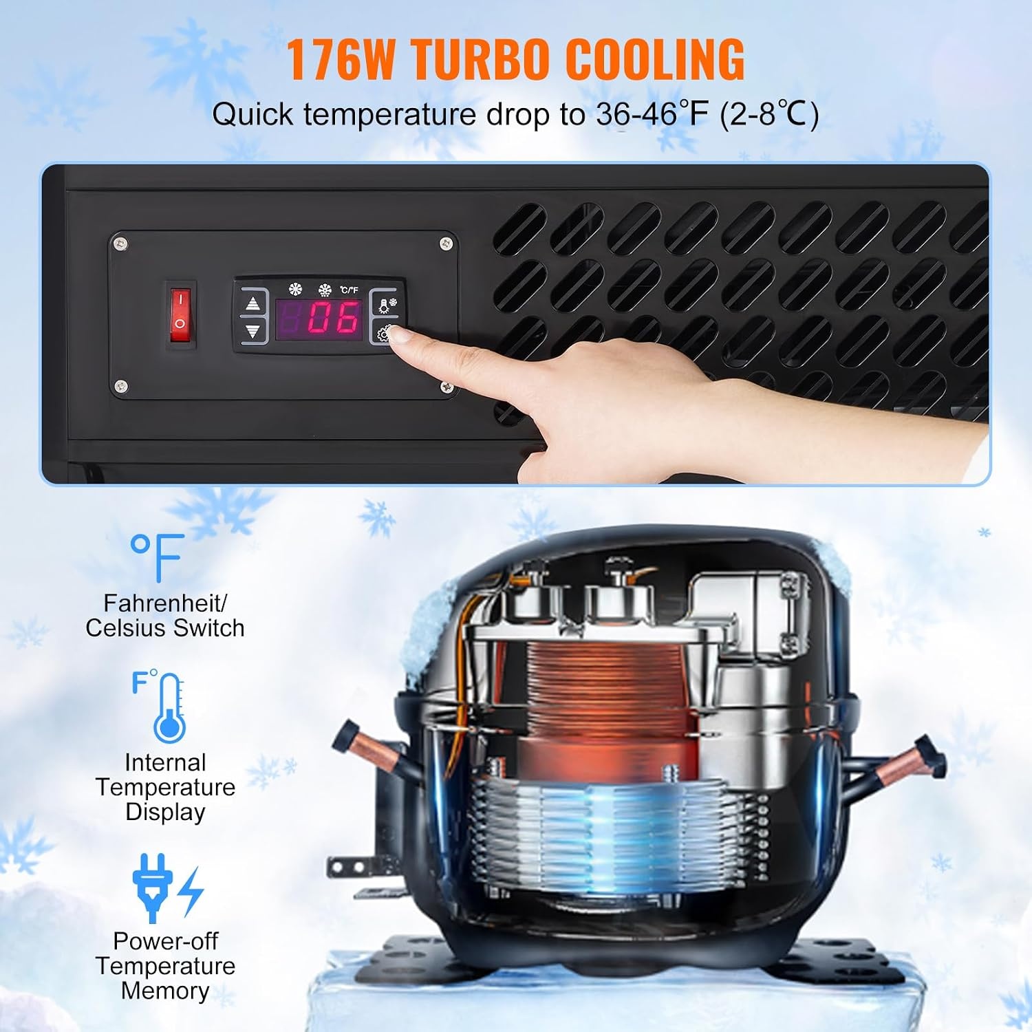 image:imageVEVOR Refrigerated Display Case 98 CuFt278L Large Pastry Display Case 5Tier Commercial Display Refrigerator with LED Lighting TURBO Cooling FrostFree AirCooling for Bakery35 CuFt
