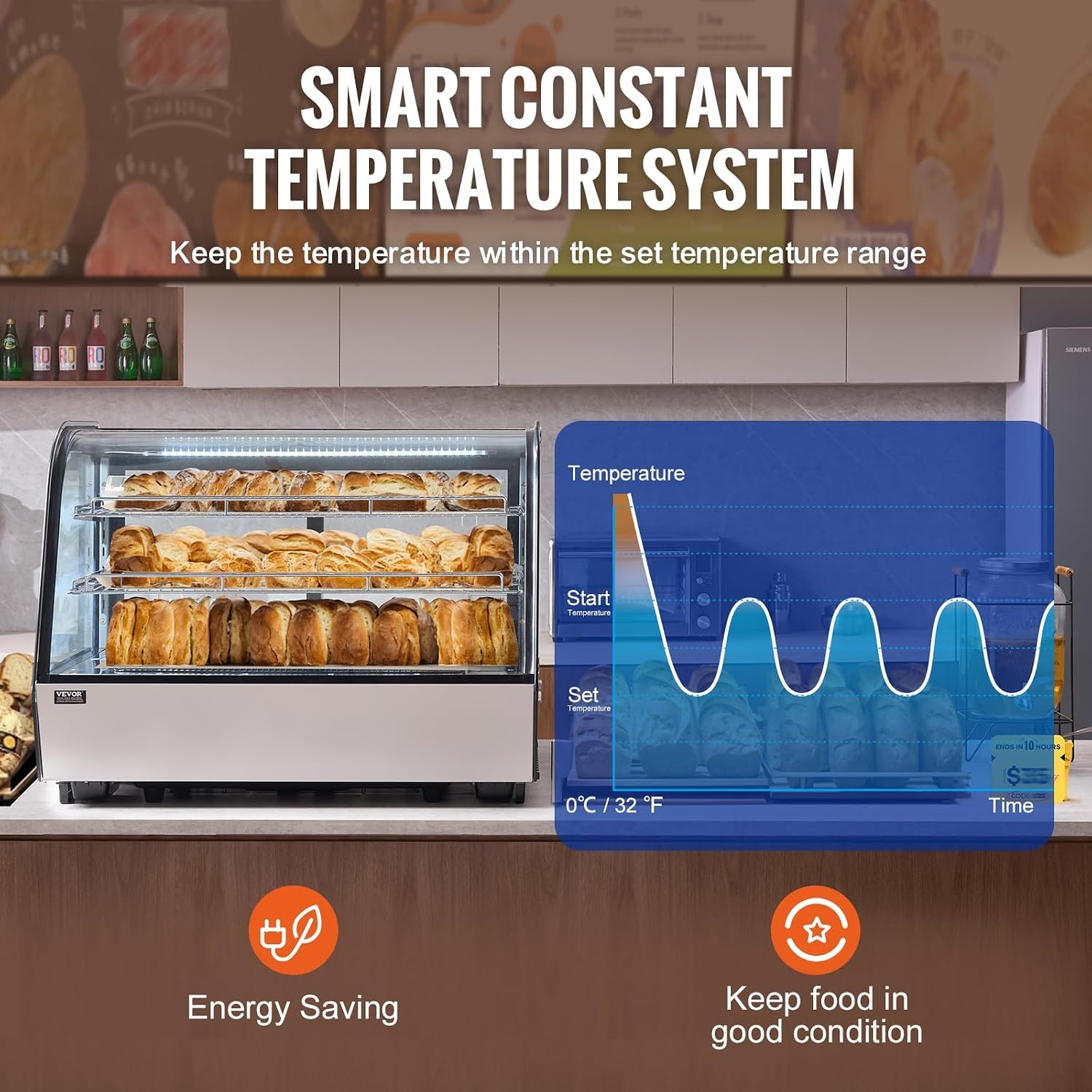 image:imageVEVOR Refrigerated Display Case 98 CuFt278L Large Pastry Display Case 5Tier Commercial Display Refrigerator with LED Lighting TURBO Cooling FrostFree AirCooling for Bakery5 CuFt