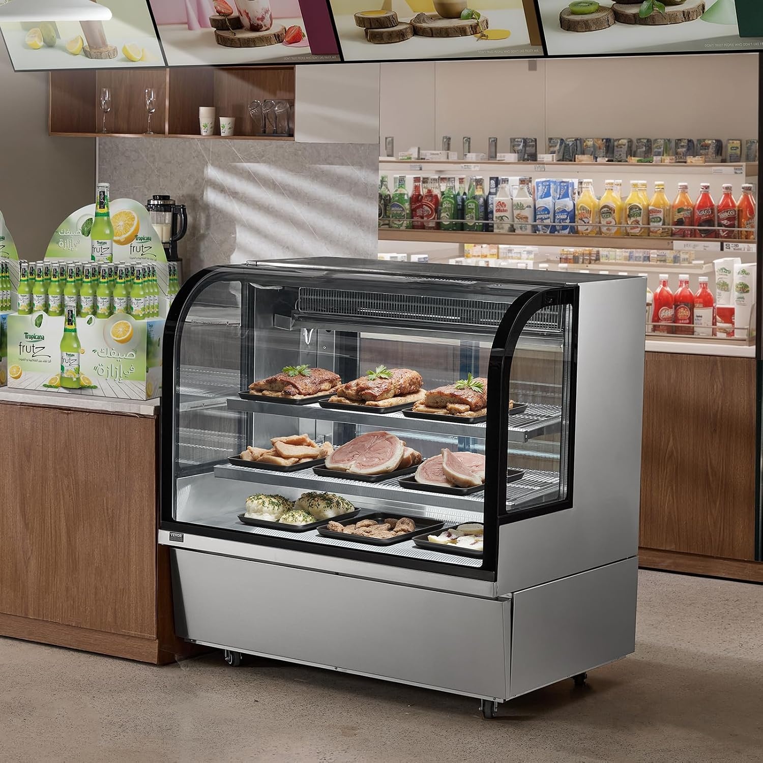 image:imageVEVOR Refrigerated Display Case 98 CuFt278L Large Pastry Display Case 5Tier Commercial Display Refrigerator with LED Lighting TURBO Cooling FrostFree AirCooling for Bakery18 CuFt