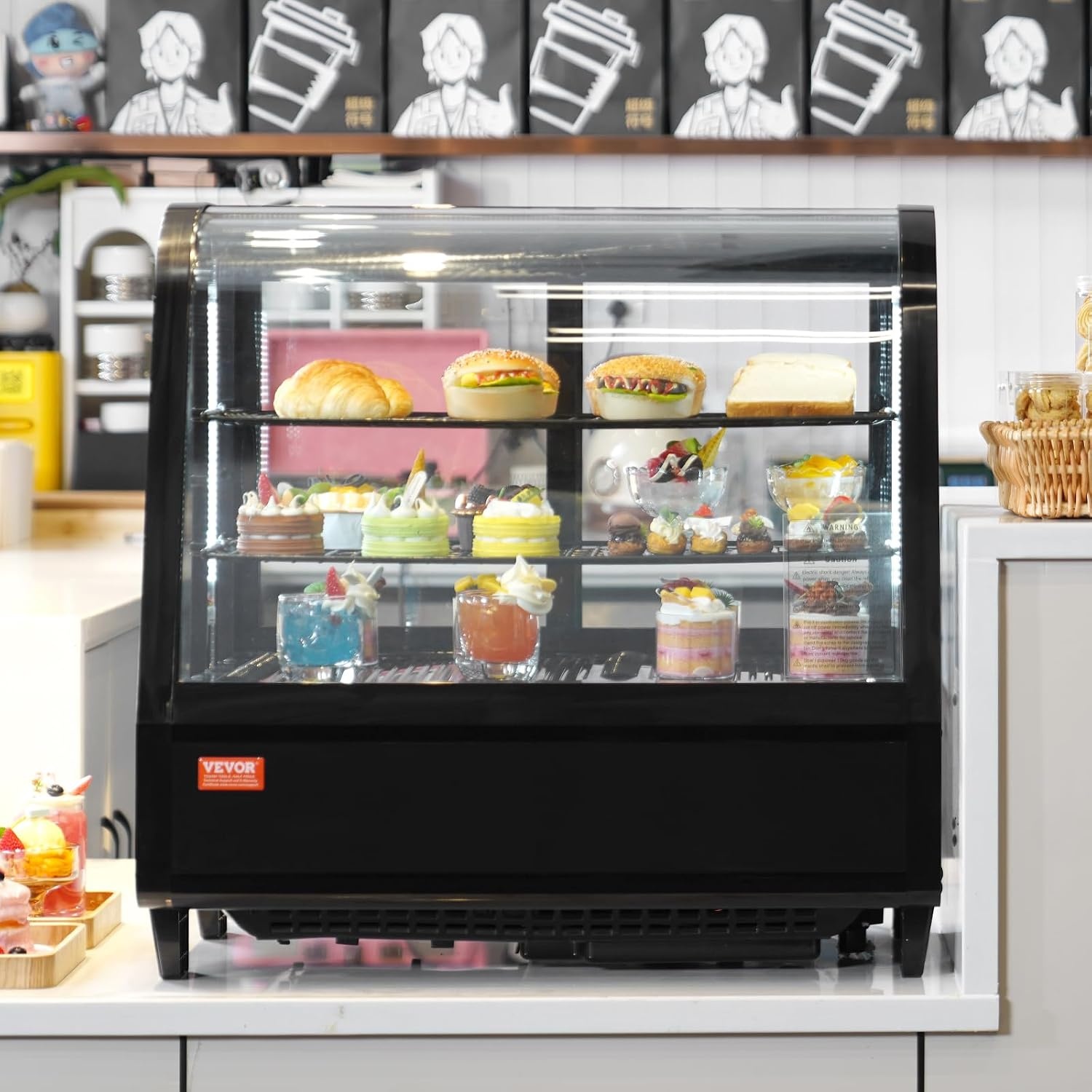 image:imageVEVOR Refrigerated Display Case 98 CuFt278L Large Pastry Display Case 5Tier Commercial Display Refrigerator with LED Lighting TURBO Cooling FrostFree AirCooling for Bakery35 CuFt